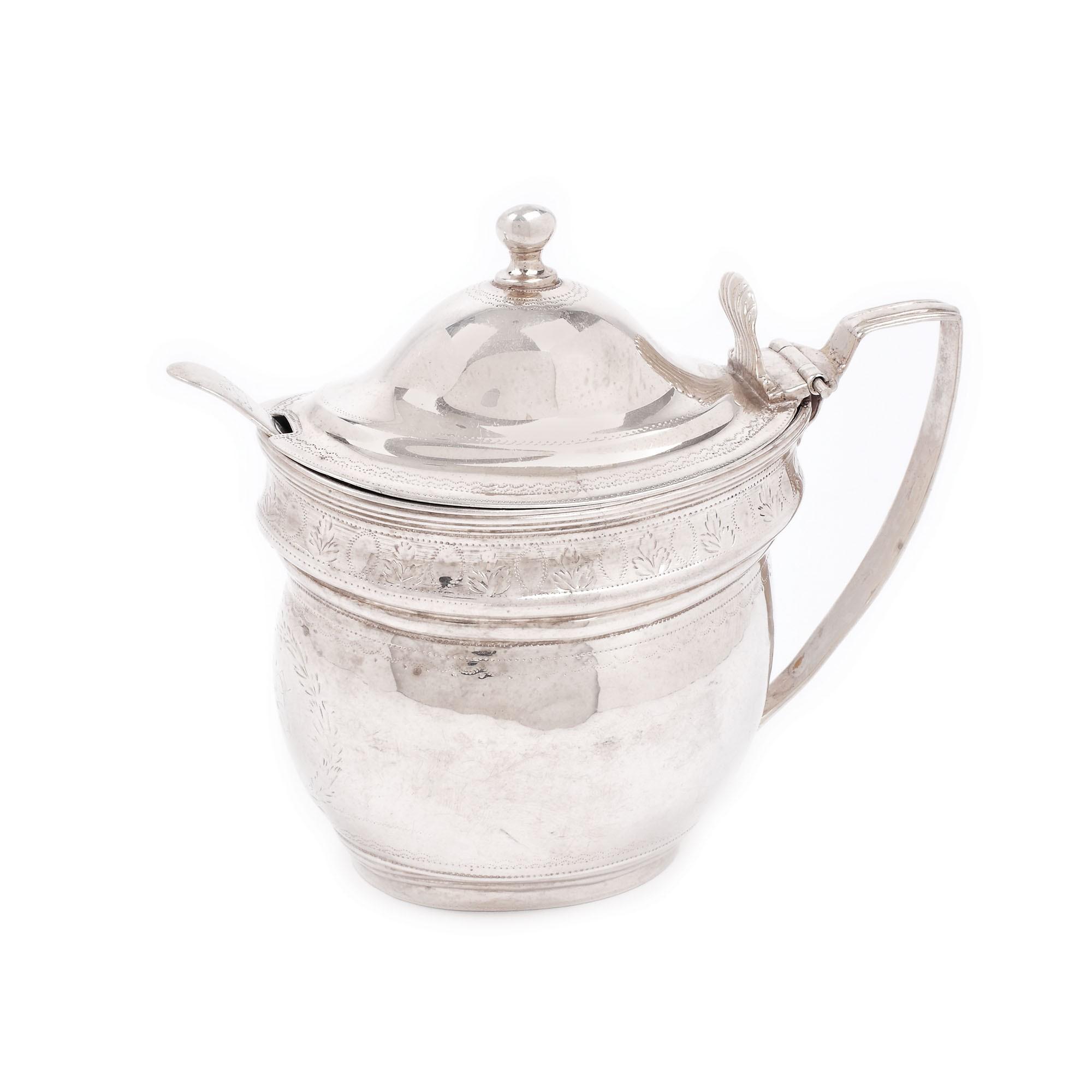 Zaharniță din argint Crispin Fuller, cu recipient interior din sticlă cobalt, 1802