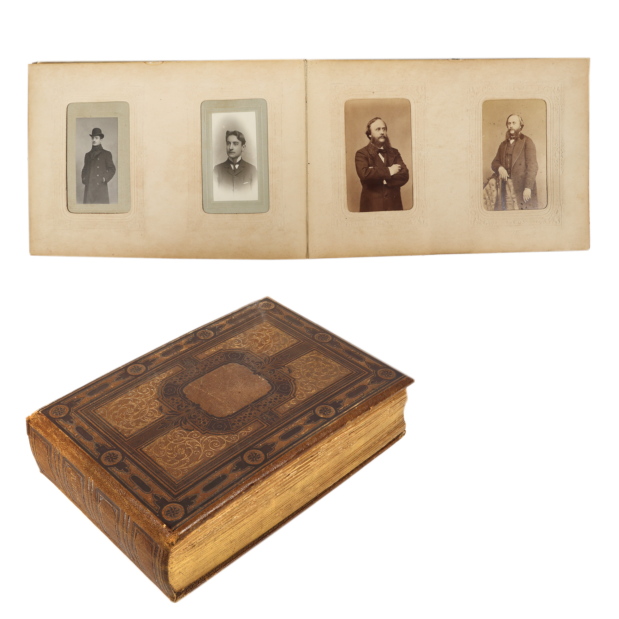 Album fotografic de epocă conținând și o fotografie a lui Ion Heliade-Rădulescu cu dedicație și semnătura olografă, atelier fotografic Franz Duschek, a doua jumătate a sec. XIX