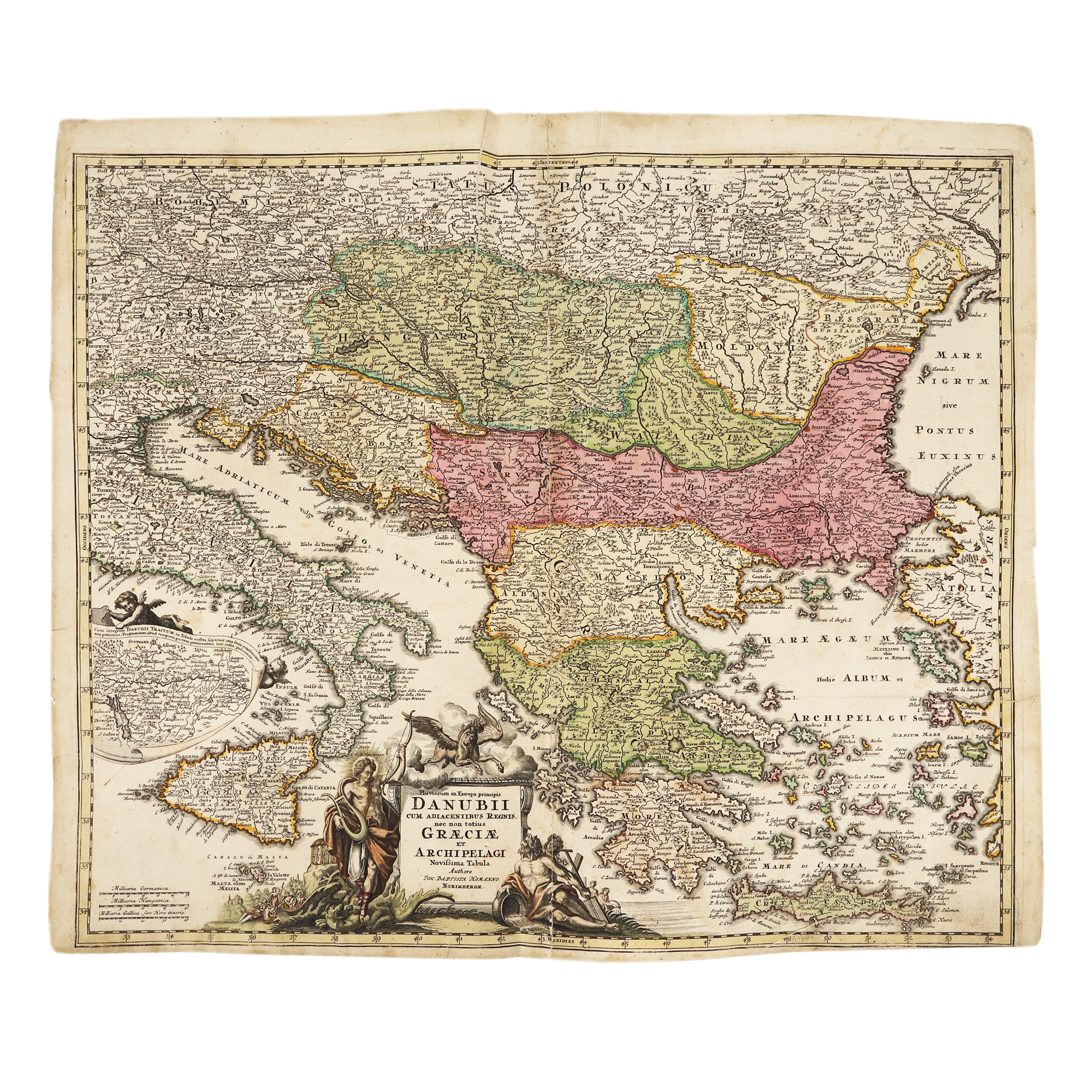 Map "Cursul Dunării și arhipelagul grecesc" ("The course of the Danube and the Greek Archipelago"), by Johann Baptist Homann, Nuremberg, cca. 1720