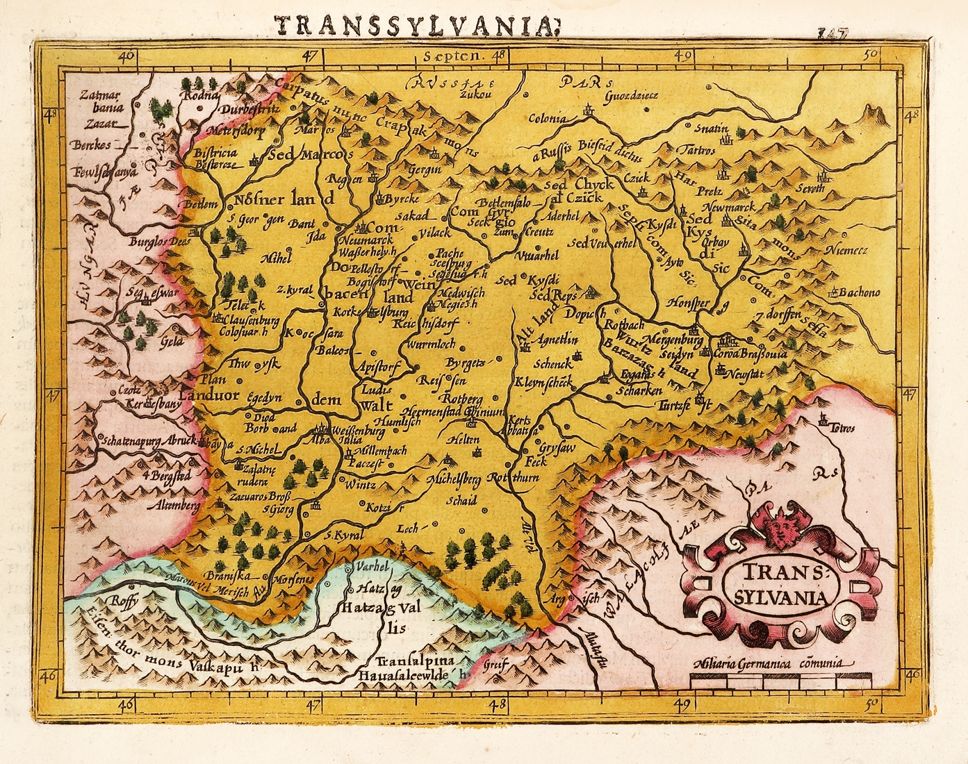 Hartă ”Transilvania”, de Gerardus Mercator, Amsterdam, 1621