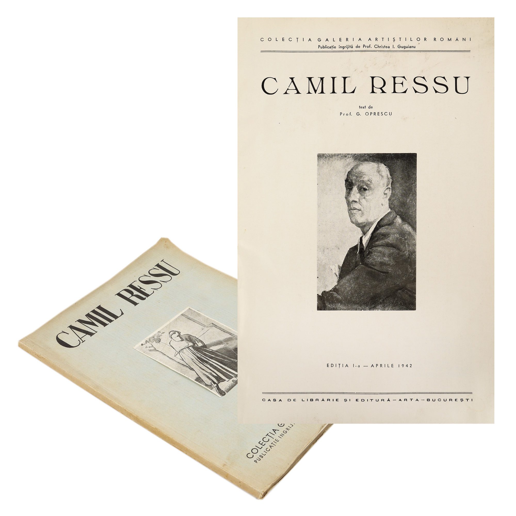 ”Camil Ressu”, text de George Oprescu, ediție princeps cu 16 litografii și 8 ilustrații hors-texte, București, 1942, cu dedicația și semnătura olografă a pictorului 