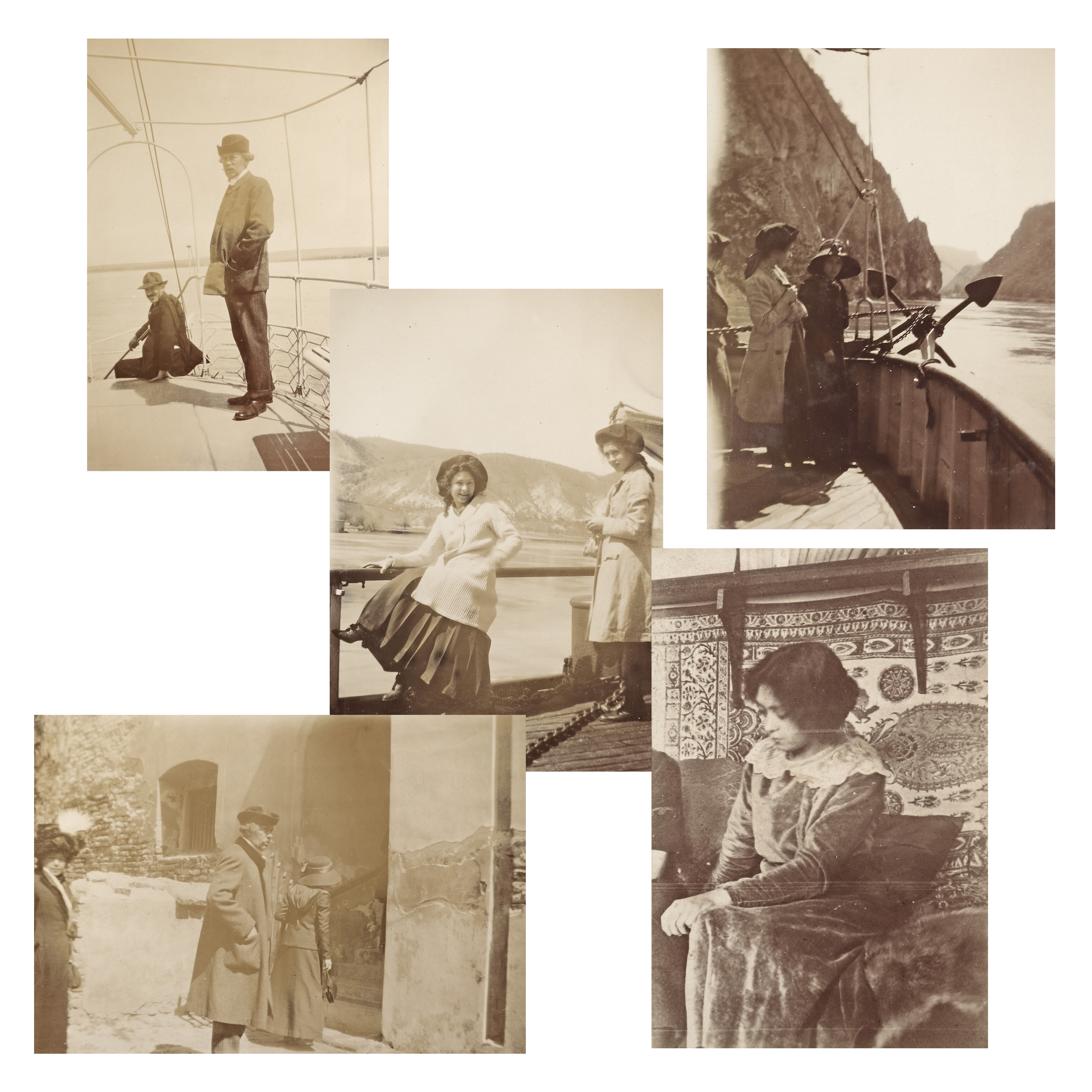 Lot format din 13 fotografii ilustrându-l pe Barbu Ștefănescu Delavrancea alături de fiicele sale, 1911-1913