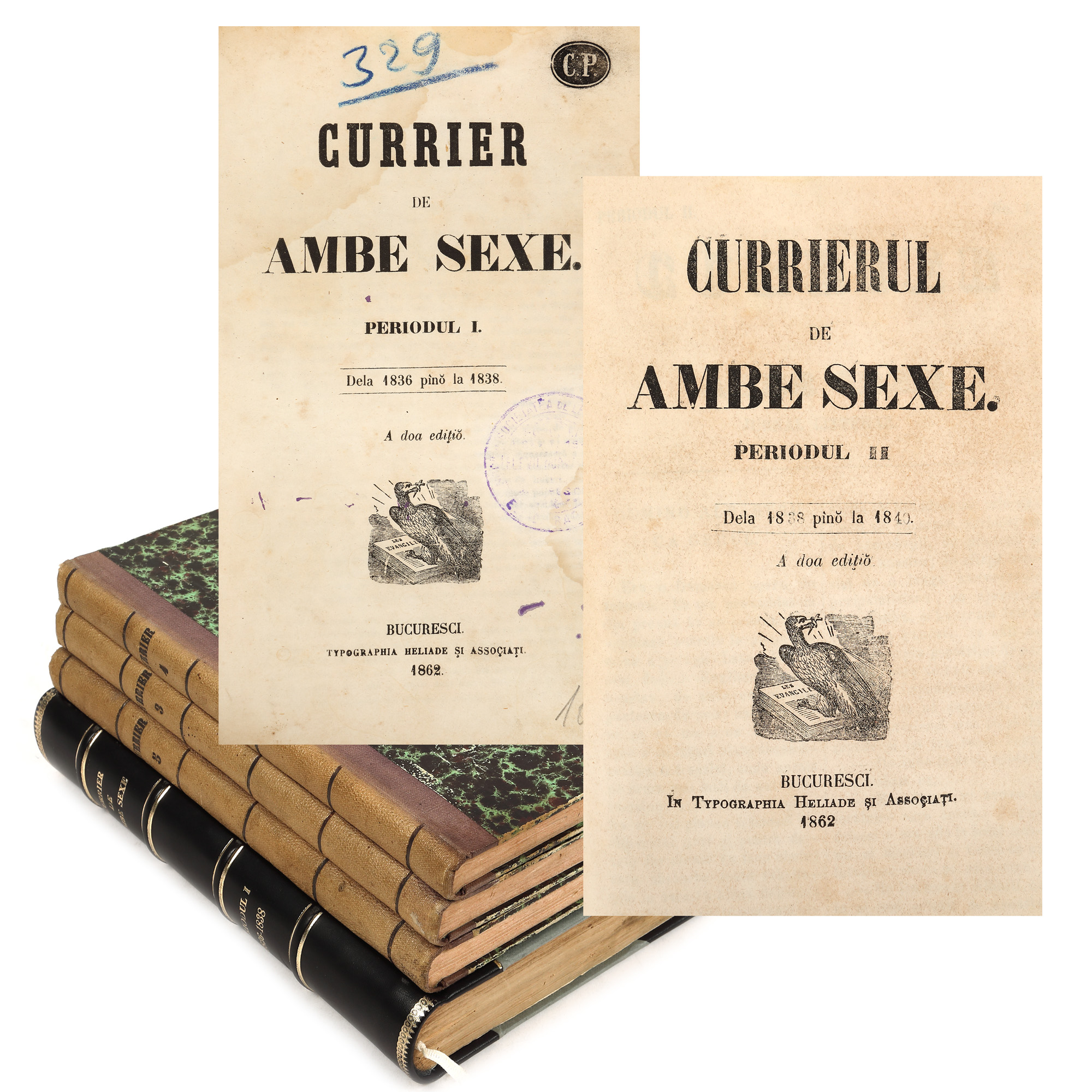 "Curierul de ambe sexe" ("The Courier for Both Sexes"), five volumes, 1836-1847, Bucharest, 1862, with ex-libris