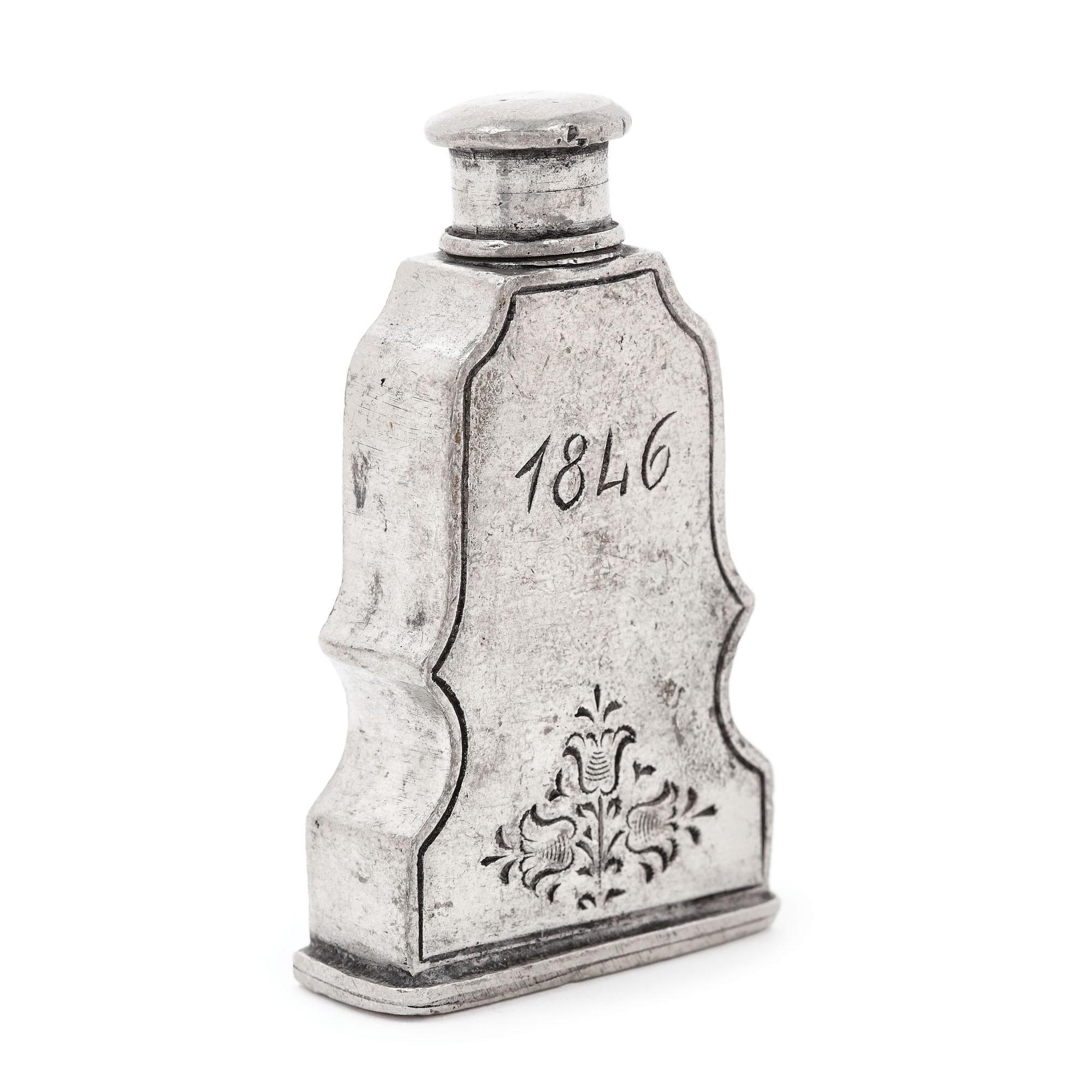 Recipient pentru parfum, din cositor, gravat 1846