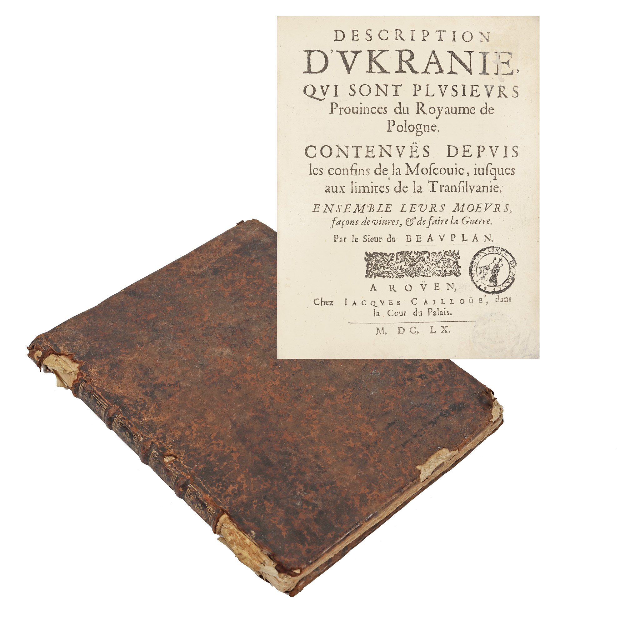 ”Descrierea Ucrainei”, de Guillaume Levasseur de Beauplan, Rouen, 1660, cu ex-libris, piesă rară, de colecție