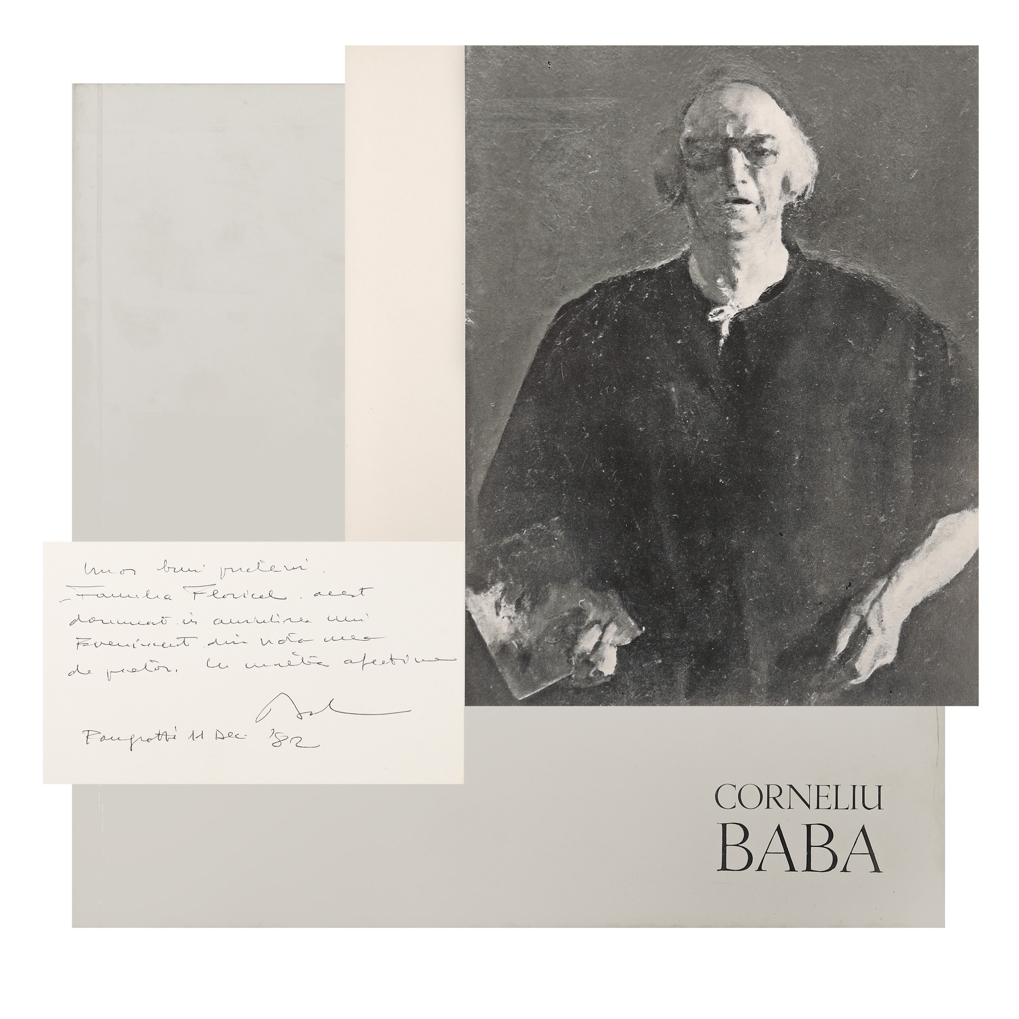 Album of a Corneliu Baba exhibition, Ferrara, 1982, with dedication and handwritten signature