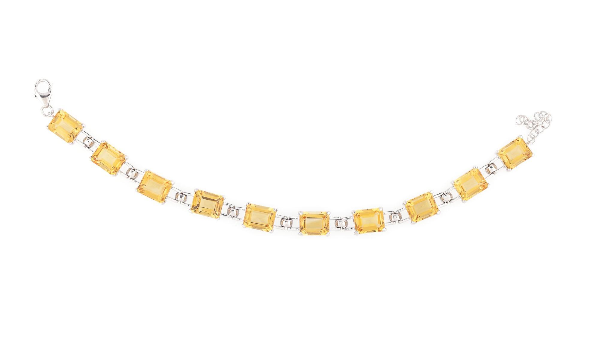 Brățară din argint aurit, decorată cu citrine, în manieră Art Deco
