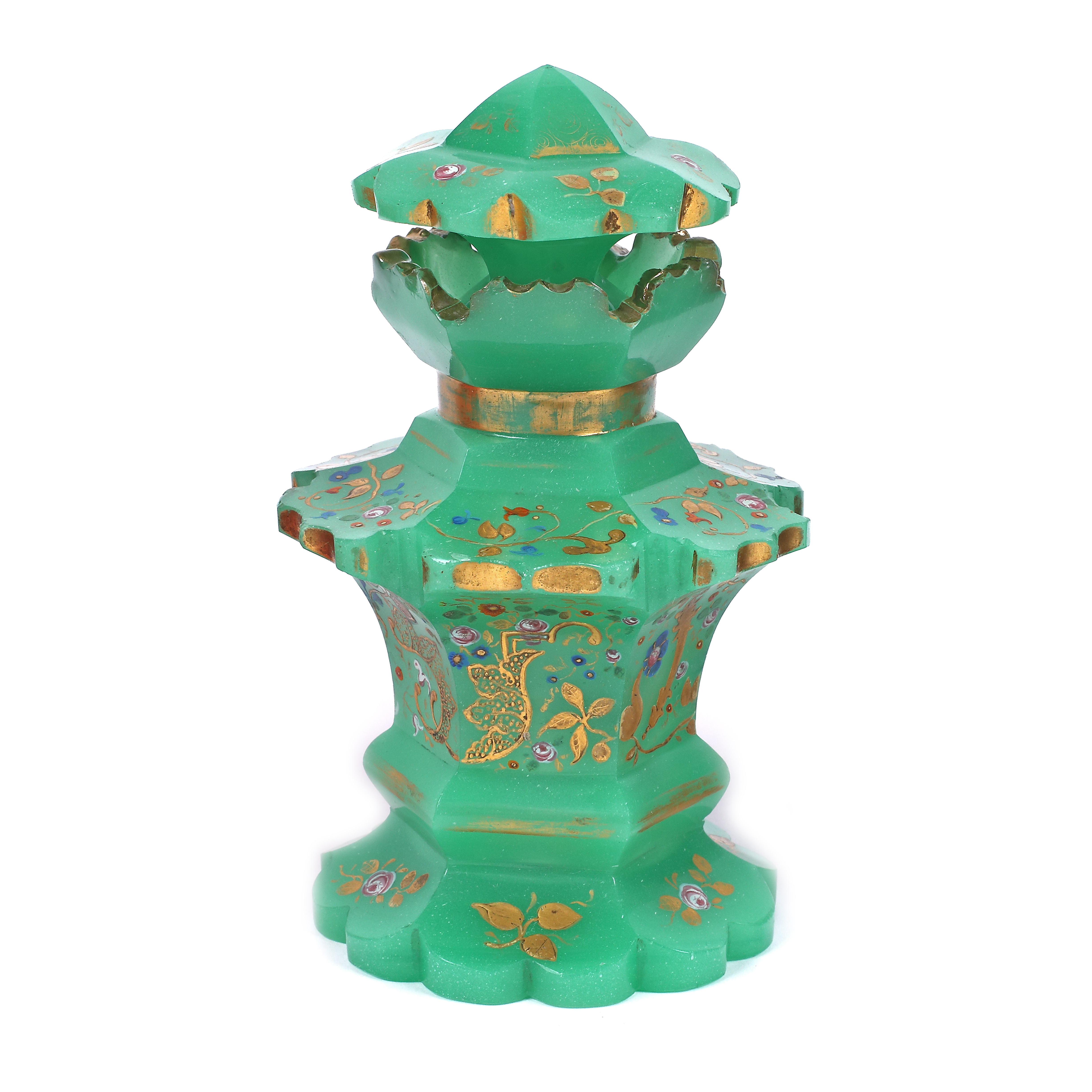 Flacon Harrach pentru parfum, din cristal de Bohemia, sec. XIX