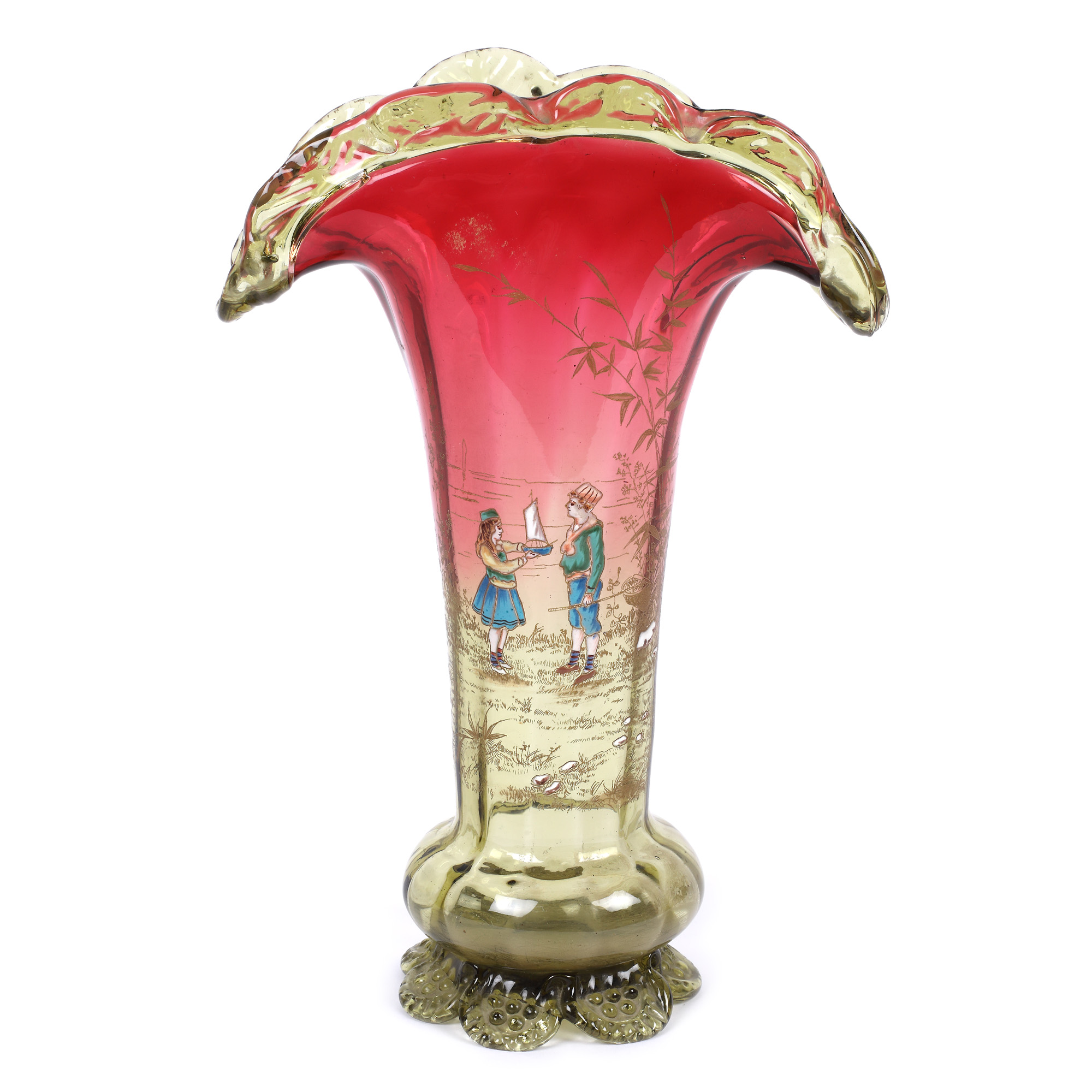 Unique Cristallerie de Clichy vase, painted with enamel, design attributed to Auguste Jean, approx. 1870-1880