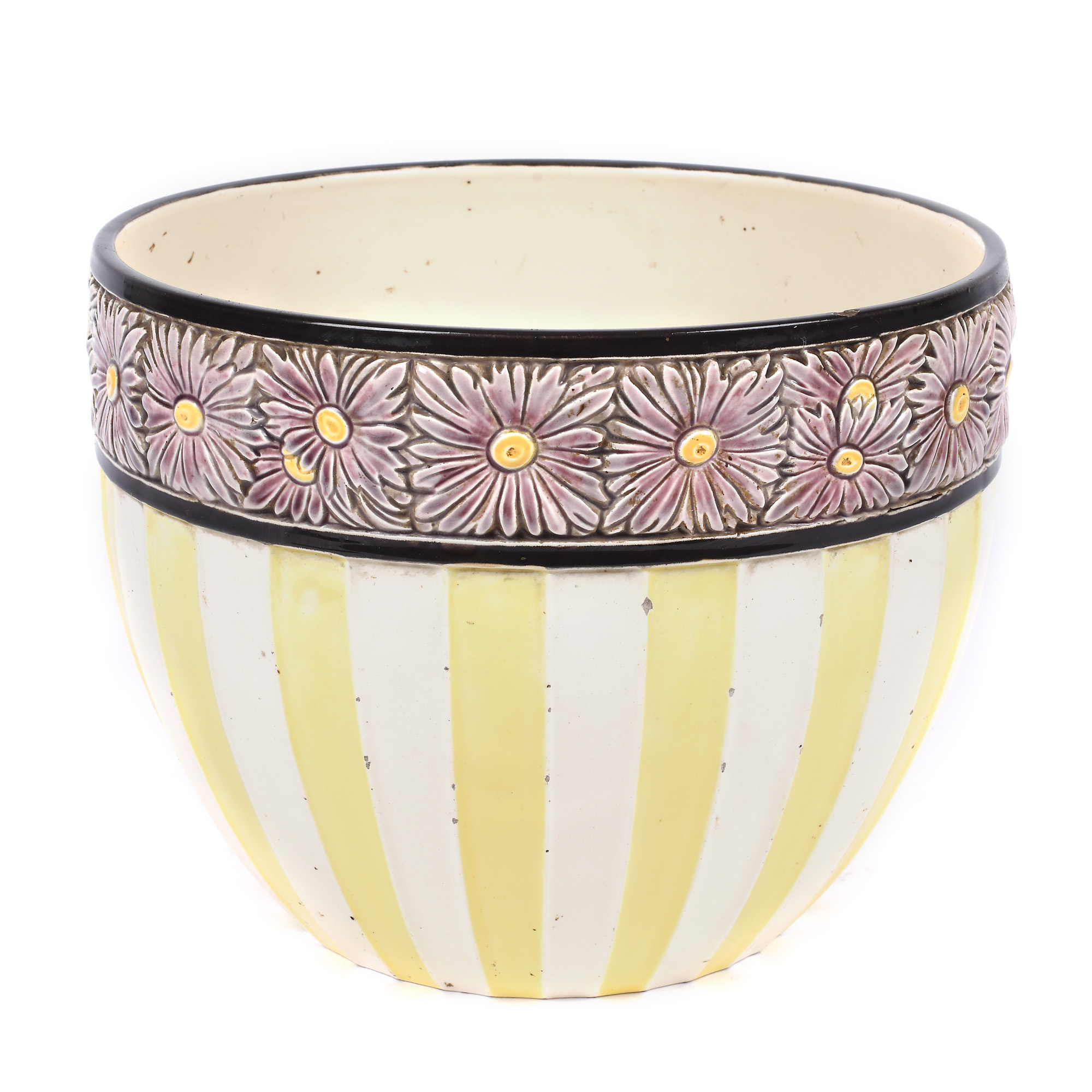 Cache-pot Bernard Bloch & Eichwald din ceramică, decorat cu  friză florală, cca. 1920-1940