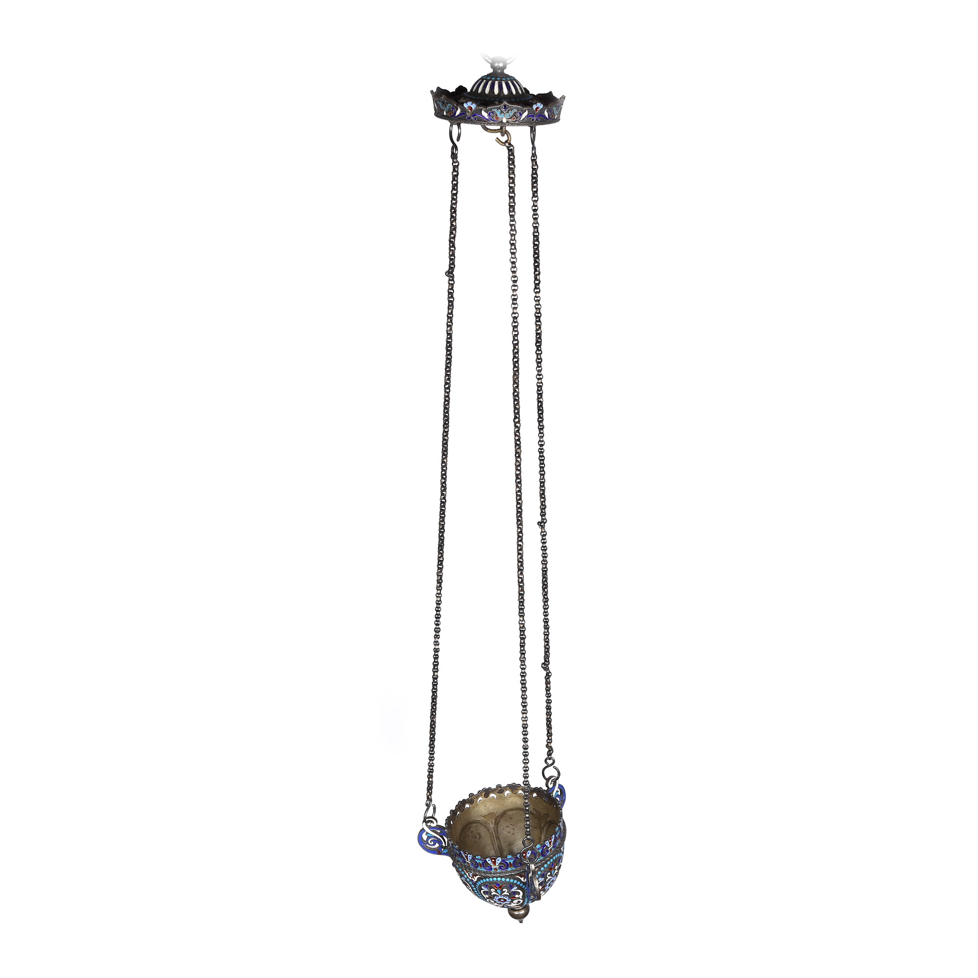 Silver candela decorated with cloisonné enamel, craftsman Nikolai Alekseev, approx. 1900-1917