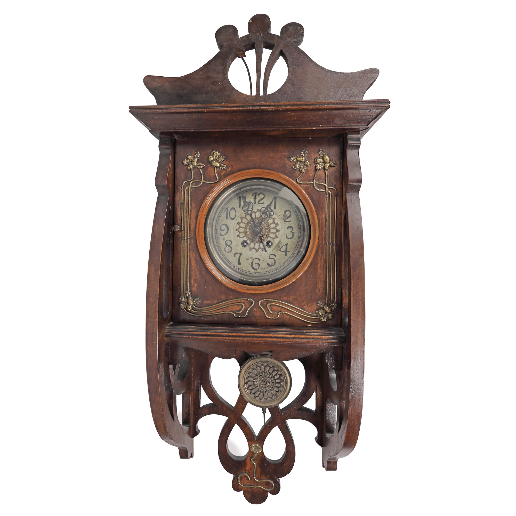 Carl Werner Uhrenfabrik pendulum clock, Art Nouveau style, bearing the shop mark H. Hermann Brăila, supplier for the Royal Court, approx. 1886