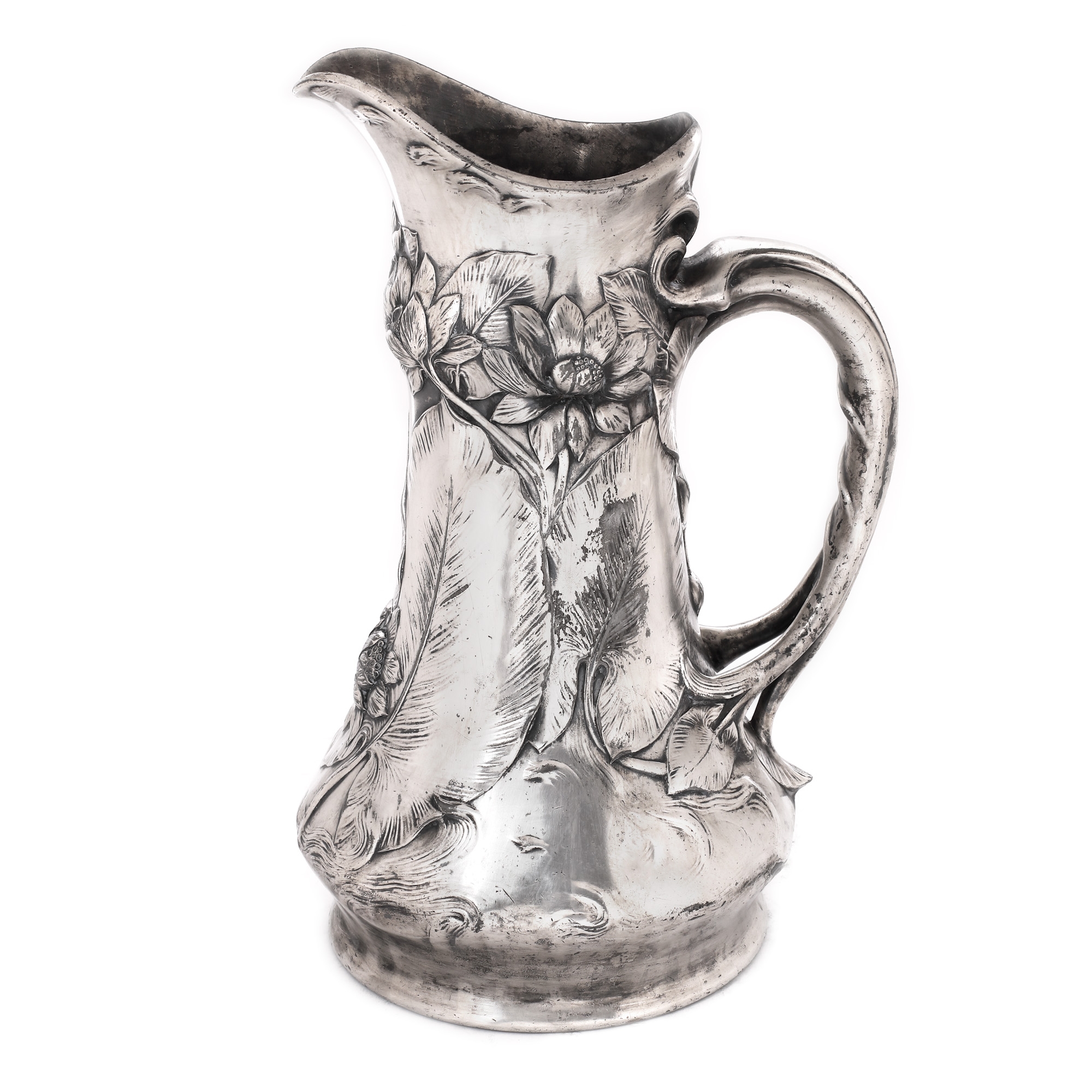 Art Nouveau style Christofle carafe, decorated with water lily flowers, approx. 1888-1920