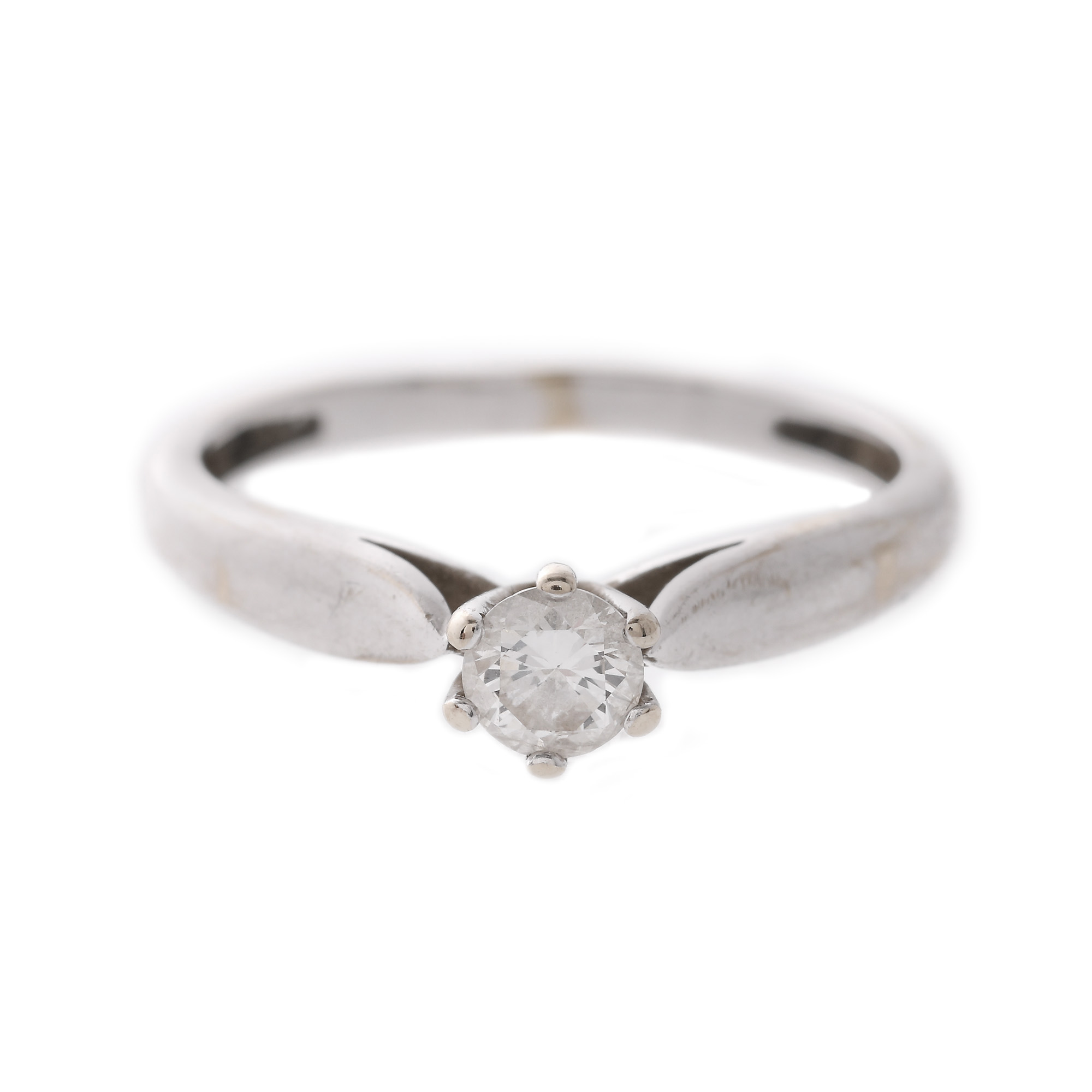 Inel din aur alb, decorat cu diamant solitaire