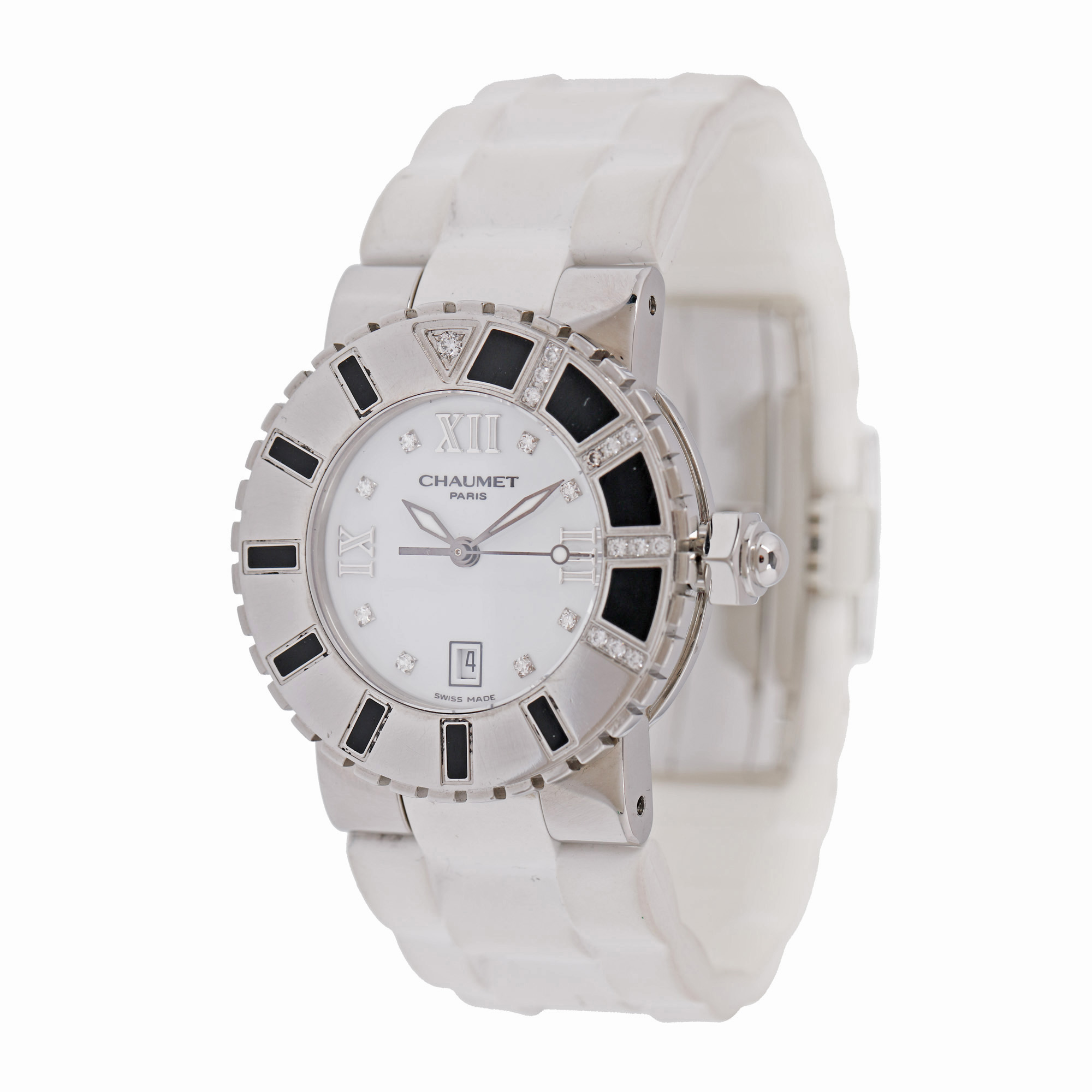Ceas Chaumet Class One, decorat cu diamante, de mână, de damă