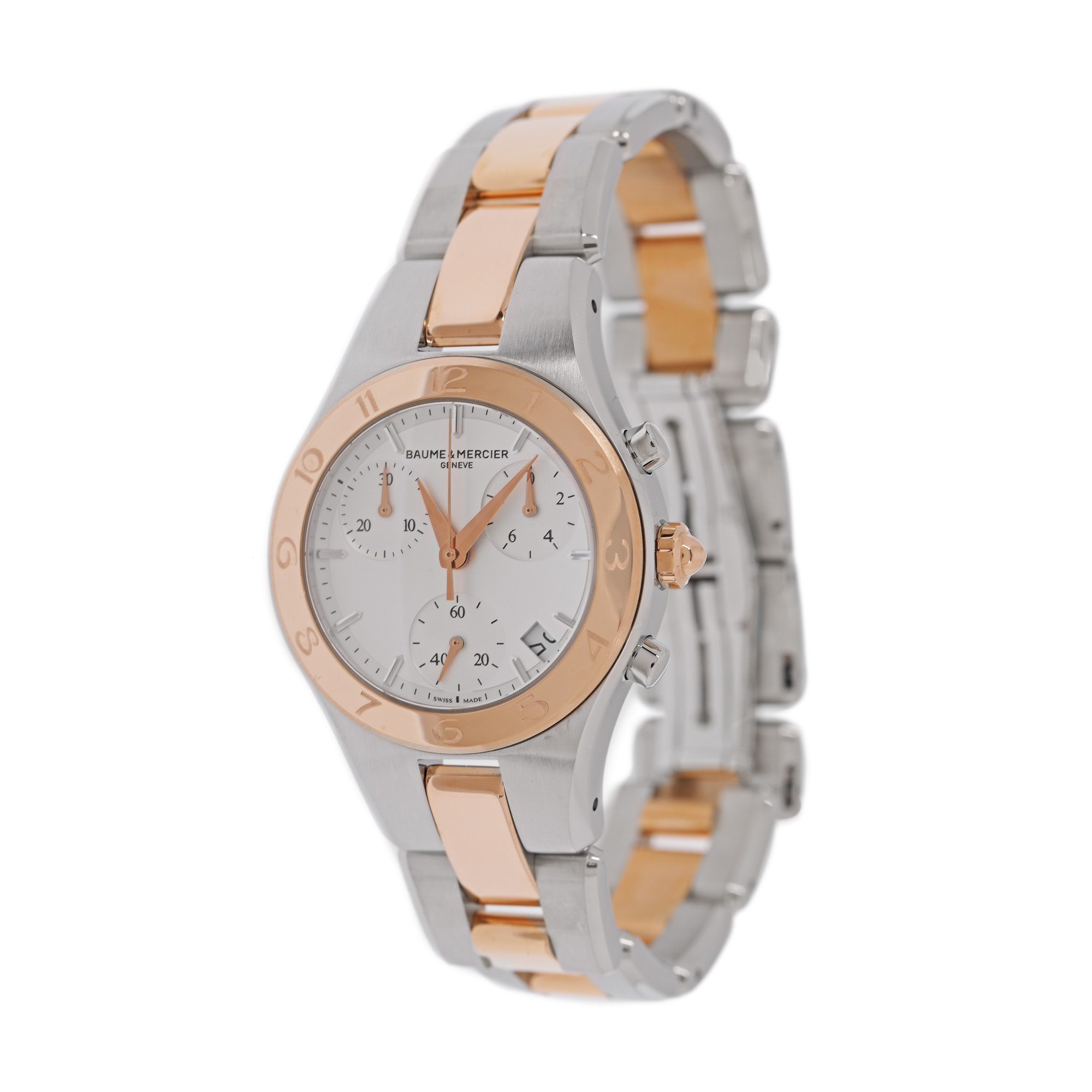 Ceas Baume & Mercier Linea, din aur și oțel, de mână, de damă, nou, în cutia originală, cu card de garanție