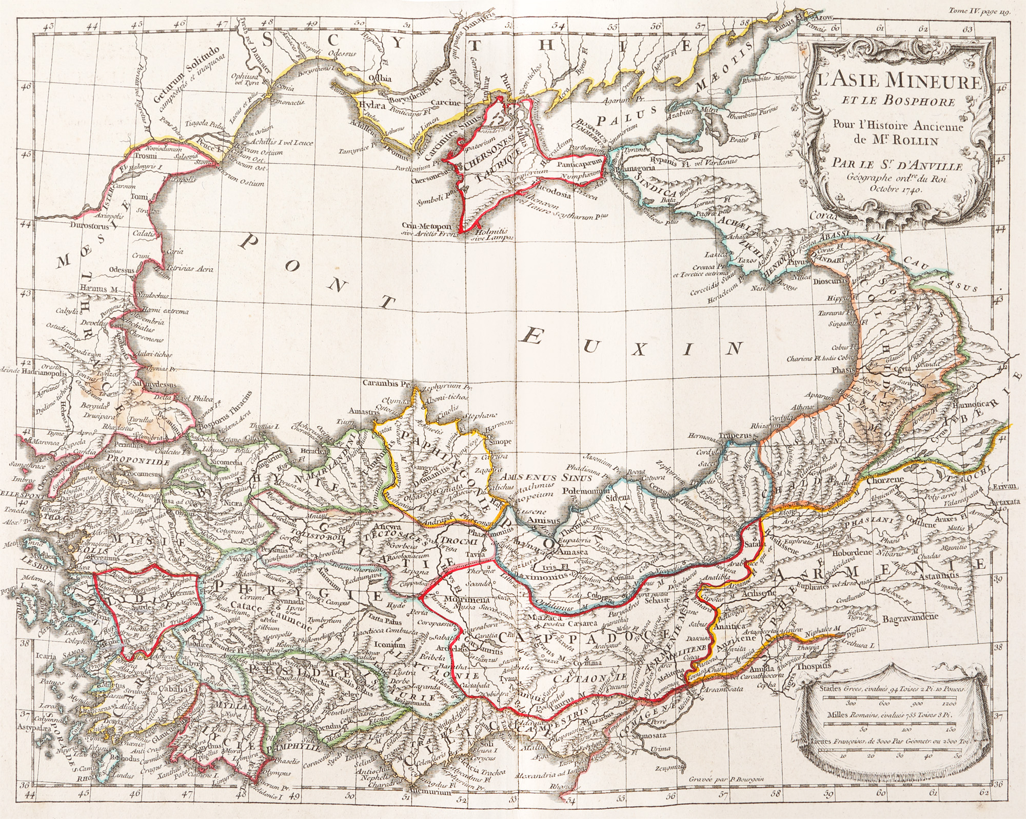 Hartă ”Asia Minoră și Strâmtoarea Bosfor”, de Jean-Baptiste Bourguignon d'Anville, 1740