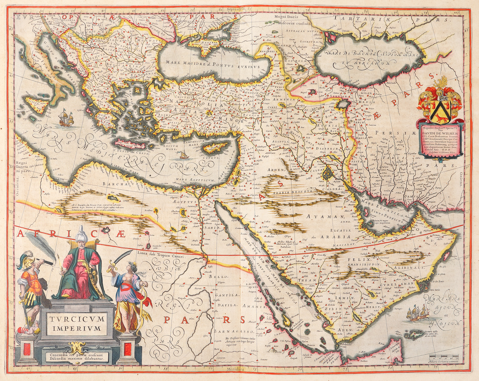 "Ottoman Empire" map by Willem Janszoon Blaeu, Amsterdam, ca. 1640