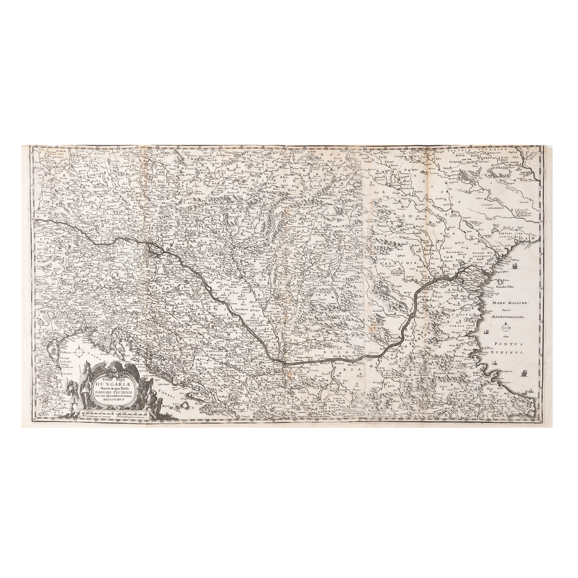 Hartă ”Dunărea și Regatul Ungariei”, de Janszoon Visscher, Amsterdam, 1657, piesă rară, de colecție