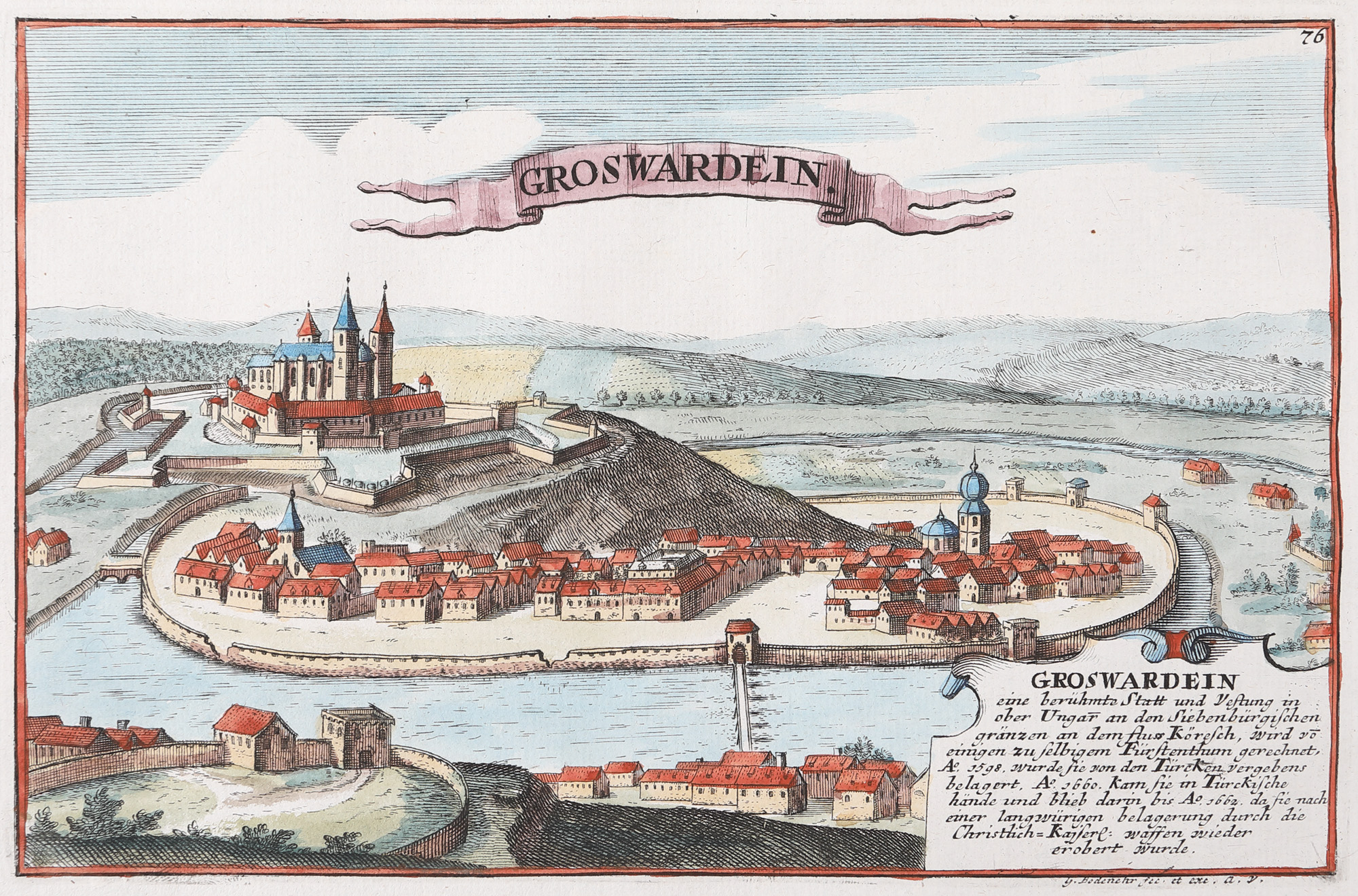Vedută ”Oradea”, de Gabriel Bodenehr cel Bătrân, Augsburg, cca. 1710
