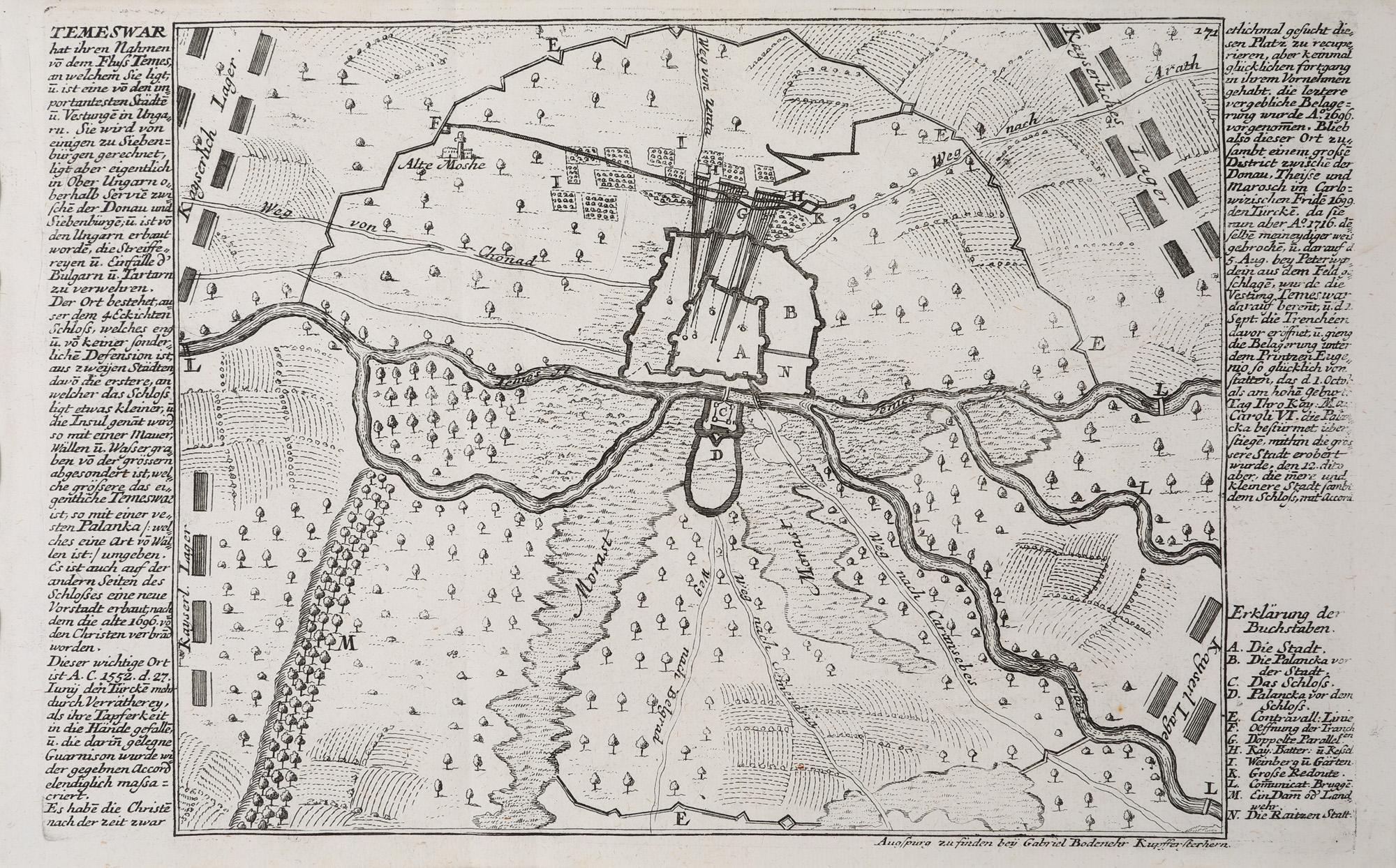 Postcard "Timișoara" by Gabriel Bodenehr, ca. 1720