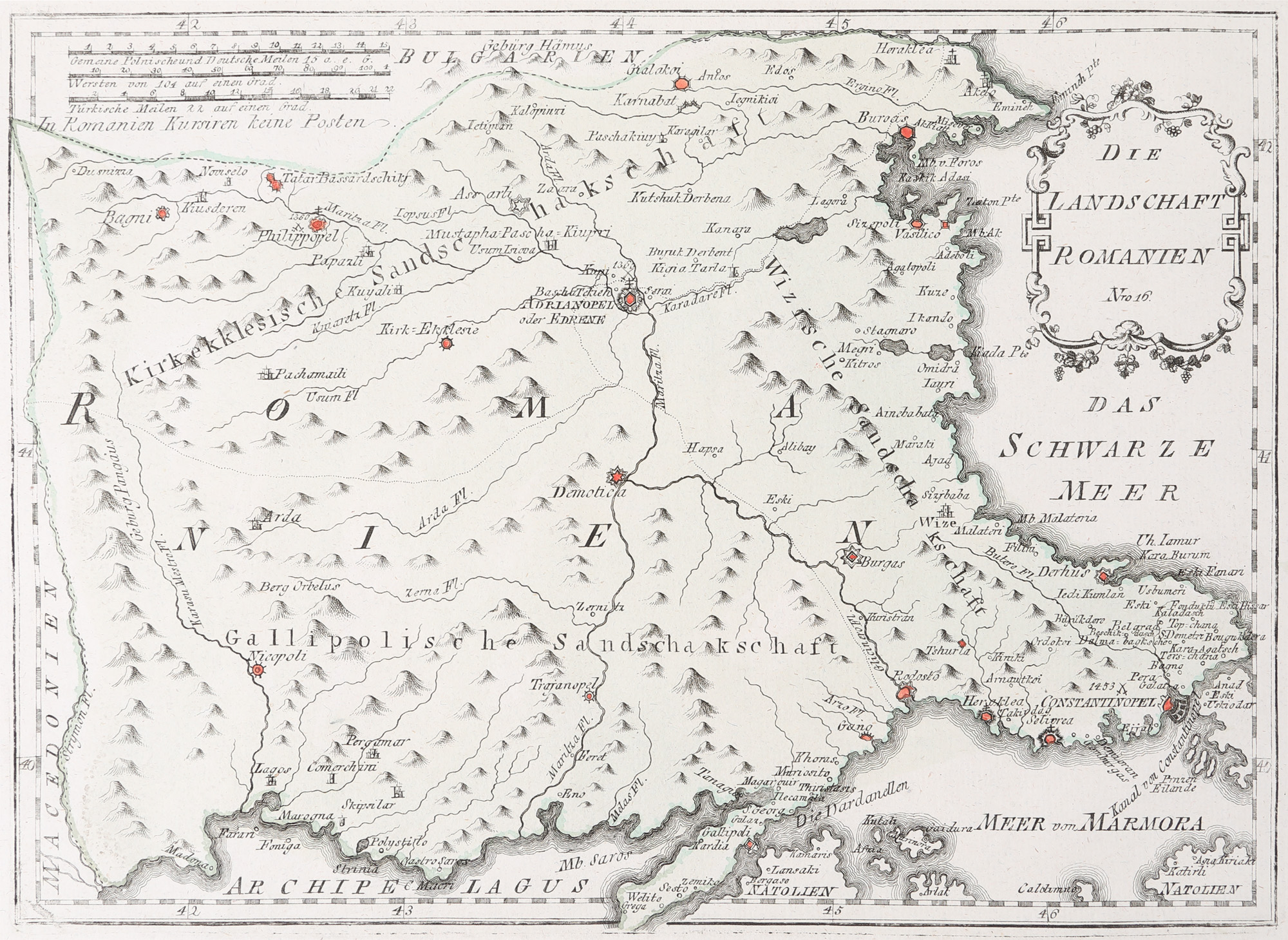 Hartă "Dobrogea Romană”, de Franz Joseph von Reilly, Viena, 1791