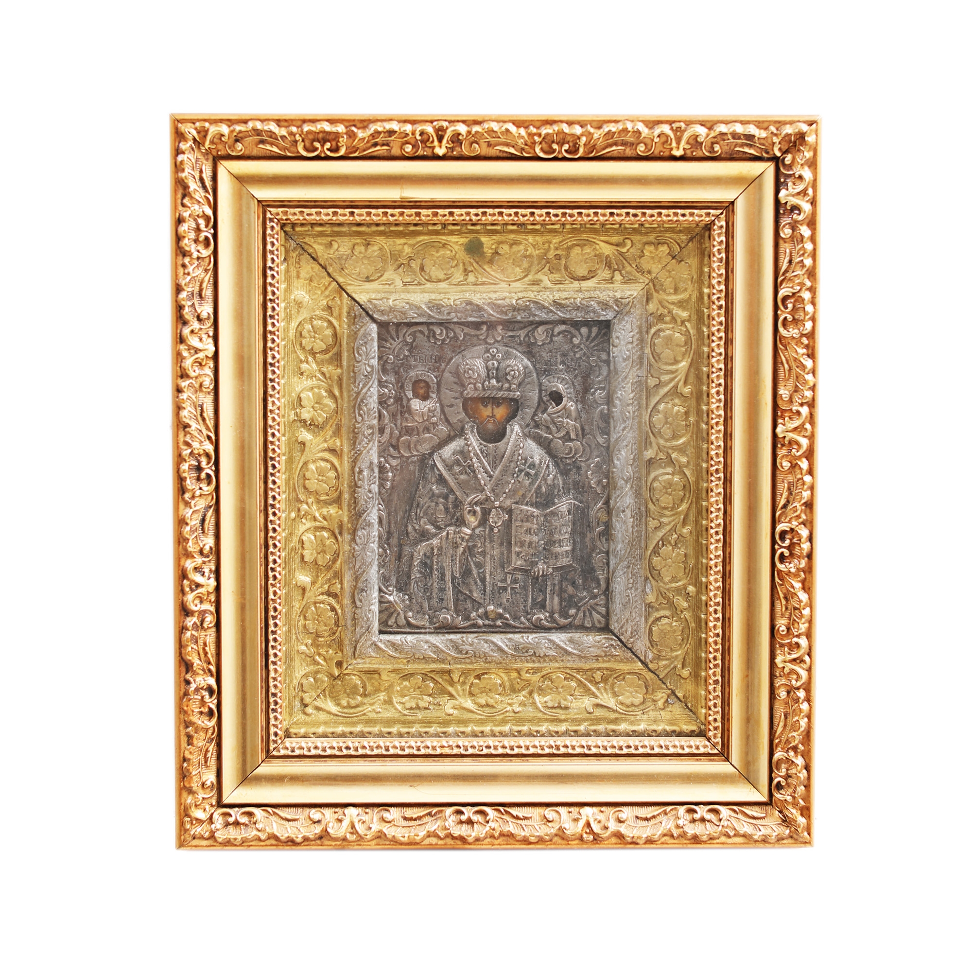 Religious icon on wood with encasing, "Saint Nicholas", Romanian school, mid-19th century