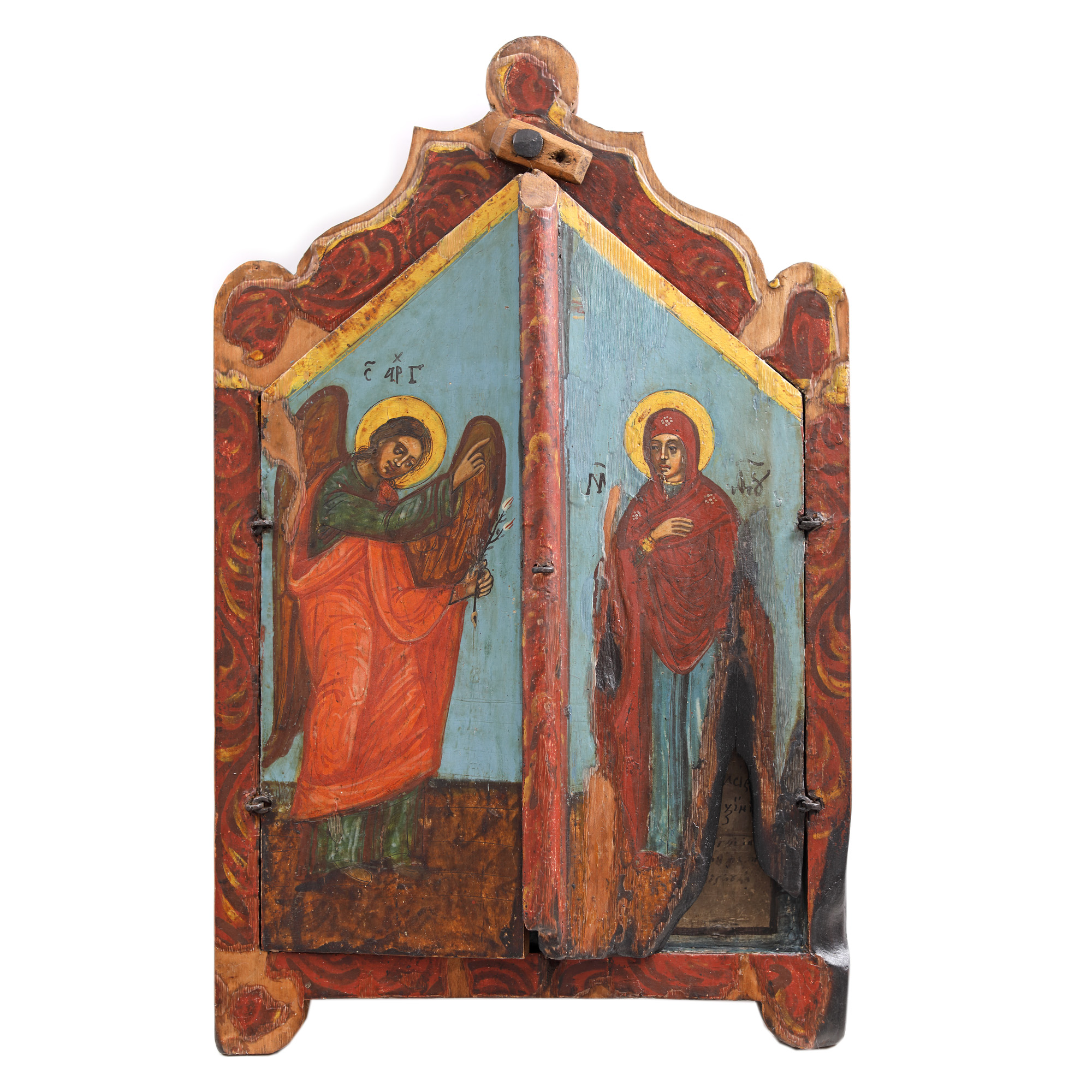 Prayer List icon, "The Annunciation", Romanian school, the end of the 18th century - the beginning of the 19th century, very rare piece, collector’s item