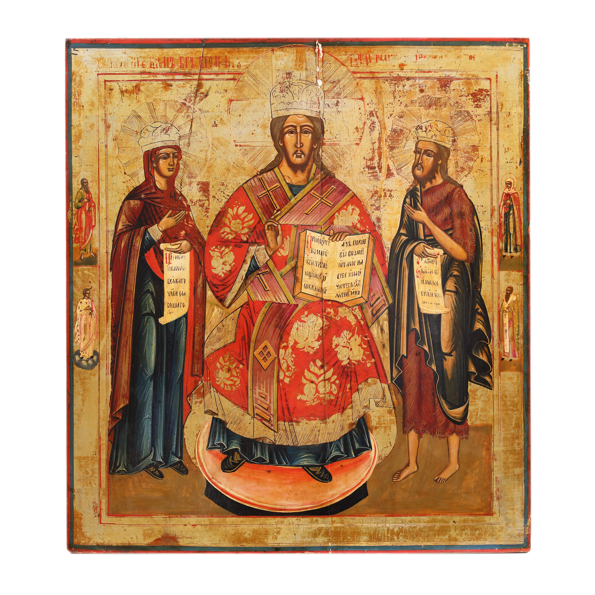 Religious icon on wood, "Deisis", Russian school, the second half of the 19th century