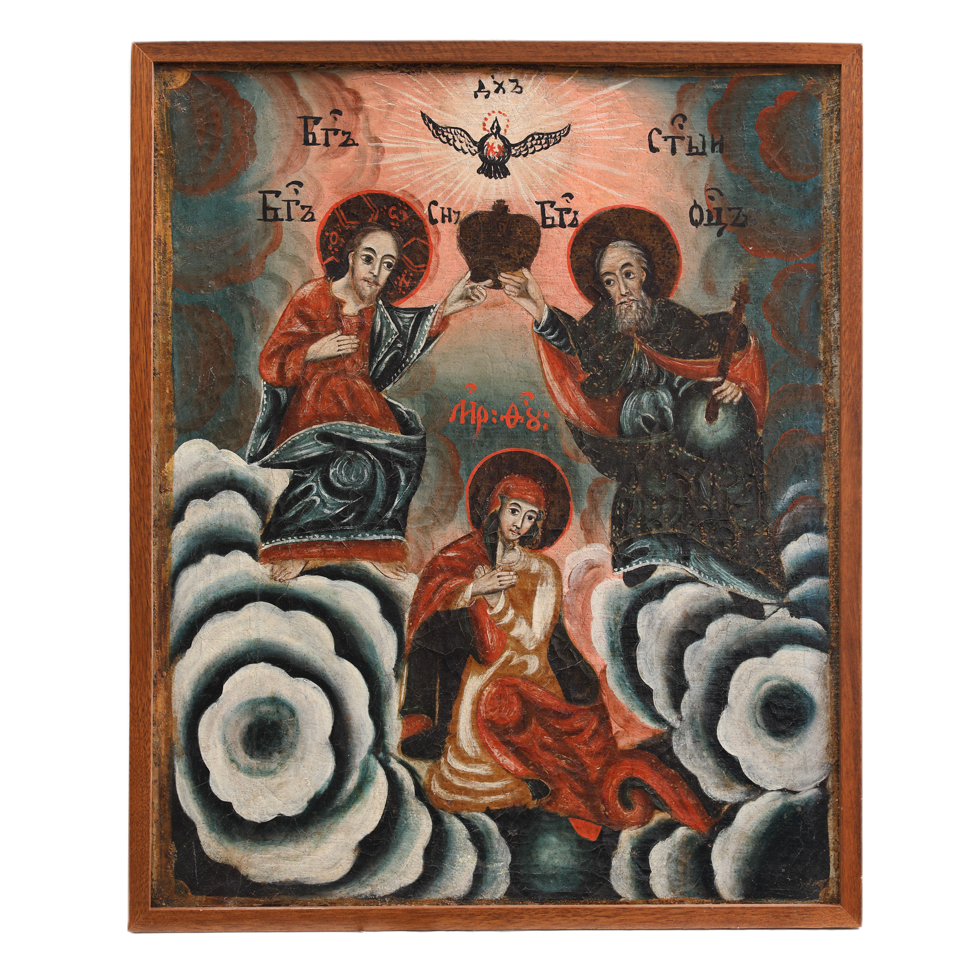 Icon on canvas, "The Coronation of the Mother of God (Holy Trinity)", Transylvanian school, the end of the 18th century - the beginning of the 19th century
