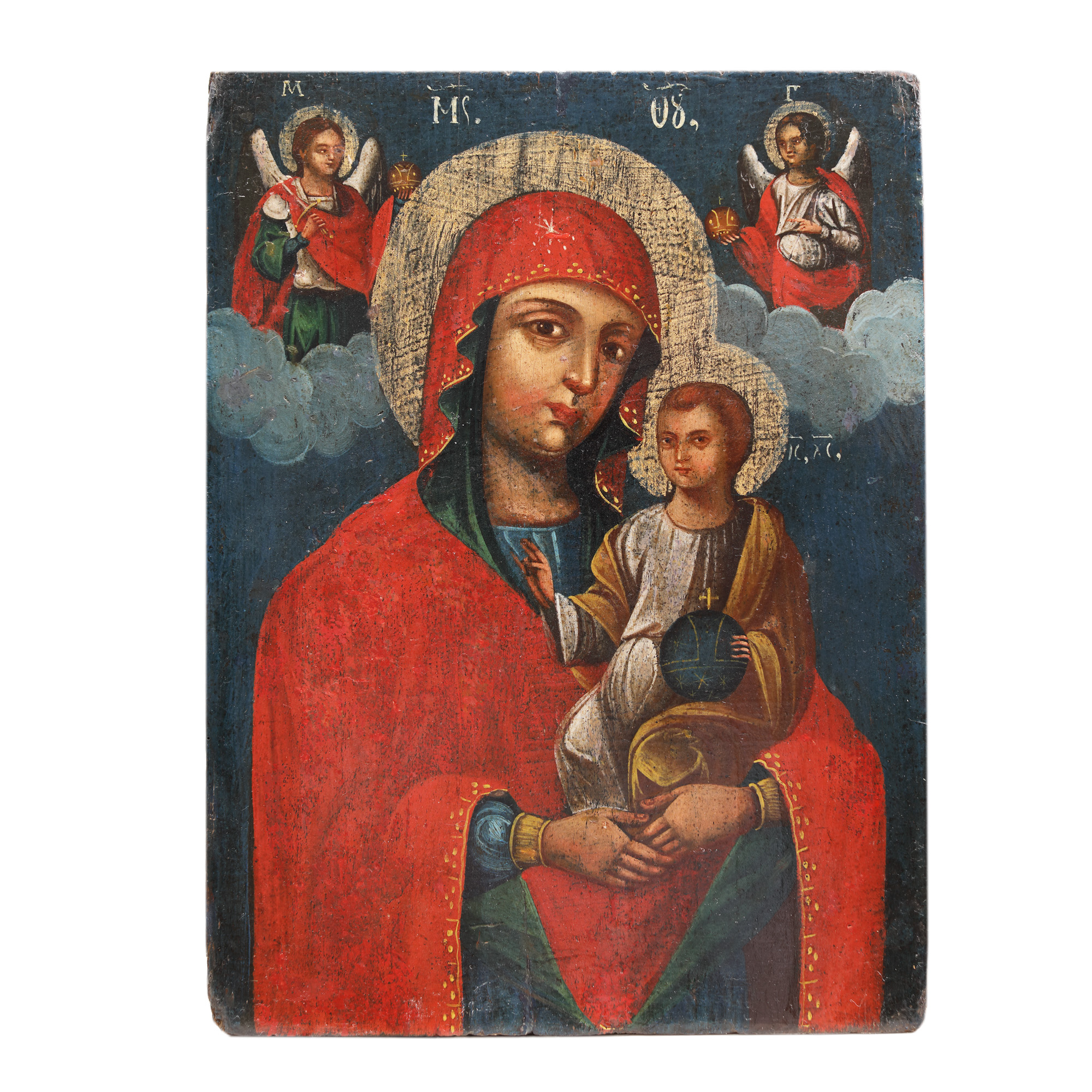 Icoană pe lemn, ”Maica Domnului cu Pruncul”, școală românească, jumătatea sec. XIX