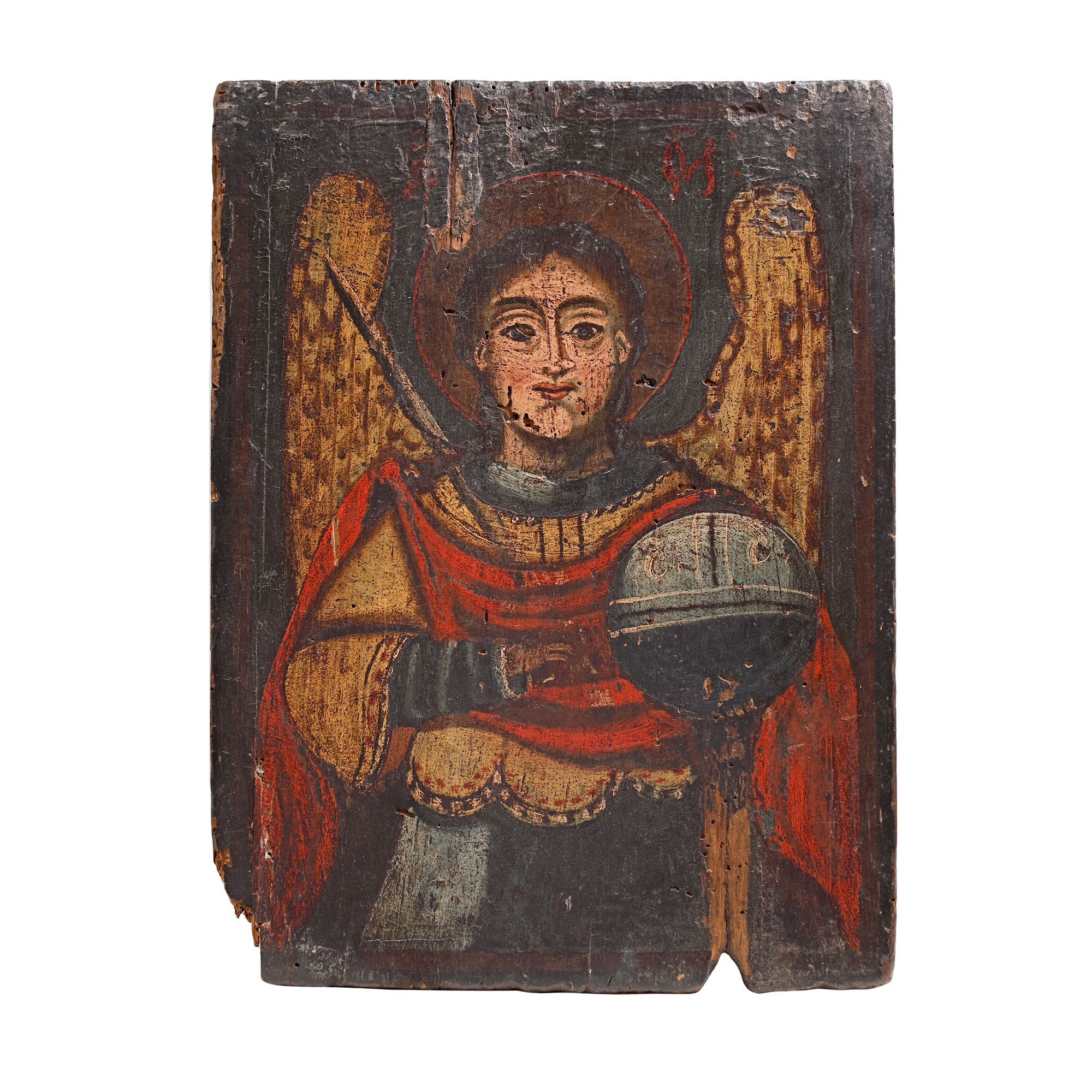 Religious icon on wood, "Saint Michael the Archangel", Romanian school, beginning of the 19th century