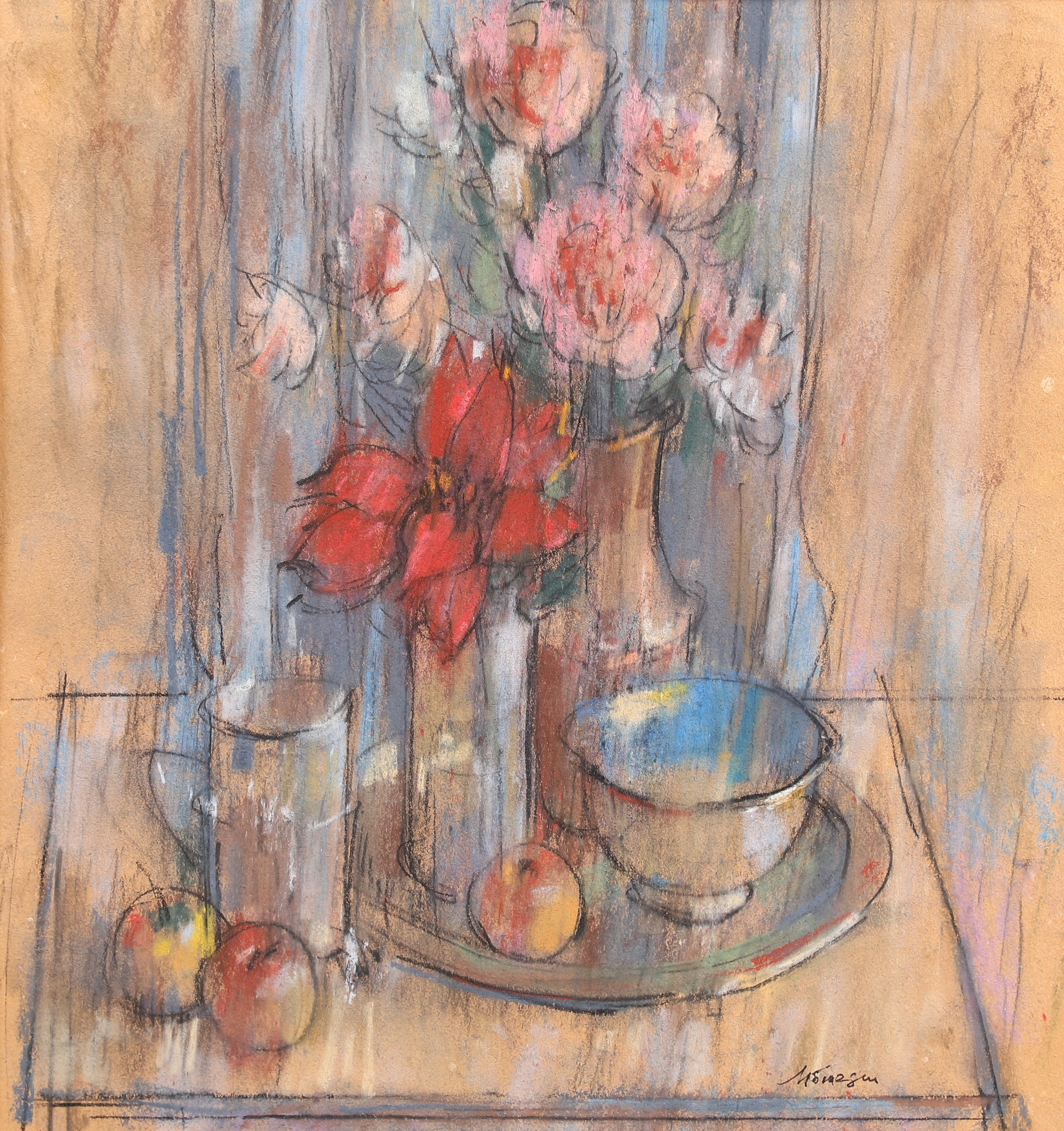 Still Life with Pink Carnations and Coffee Cup