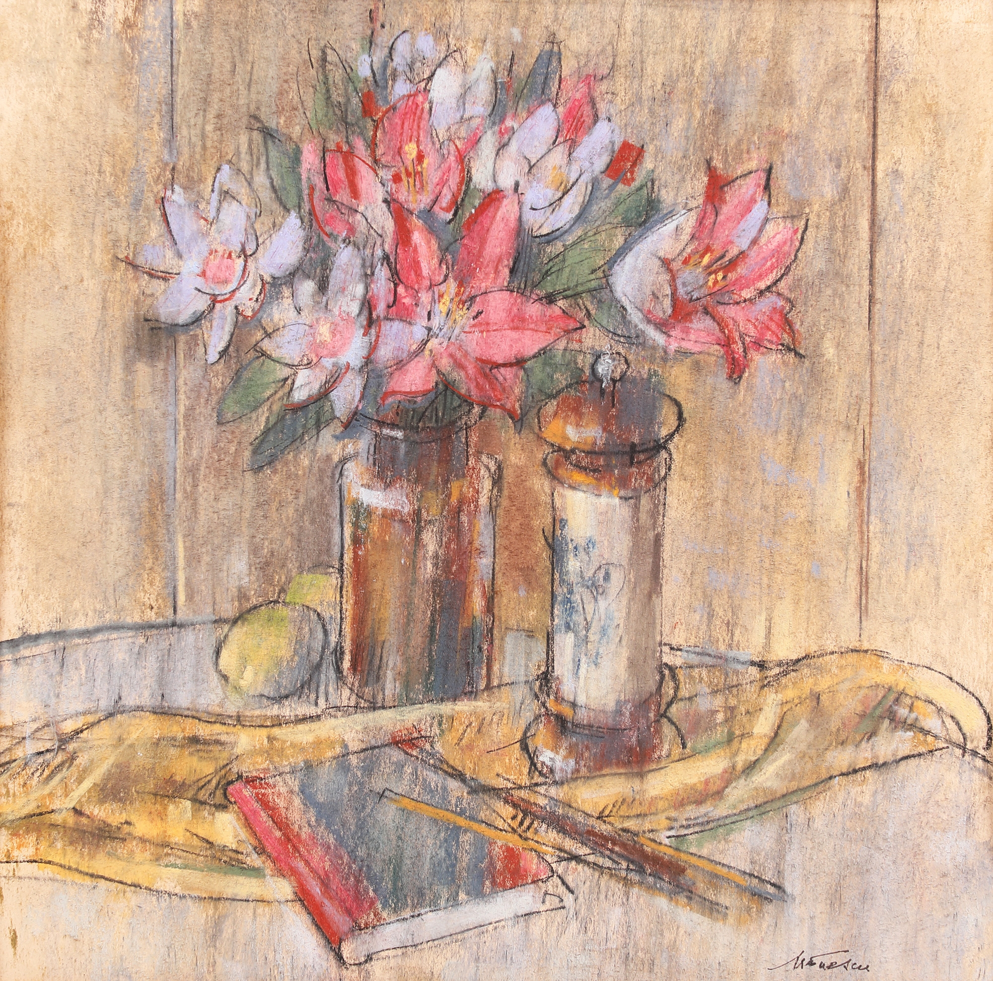 Still Life with Lilies and Paintbrushes