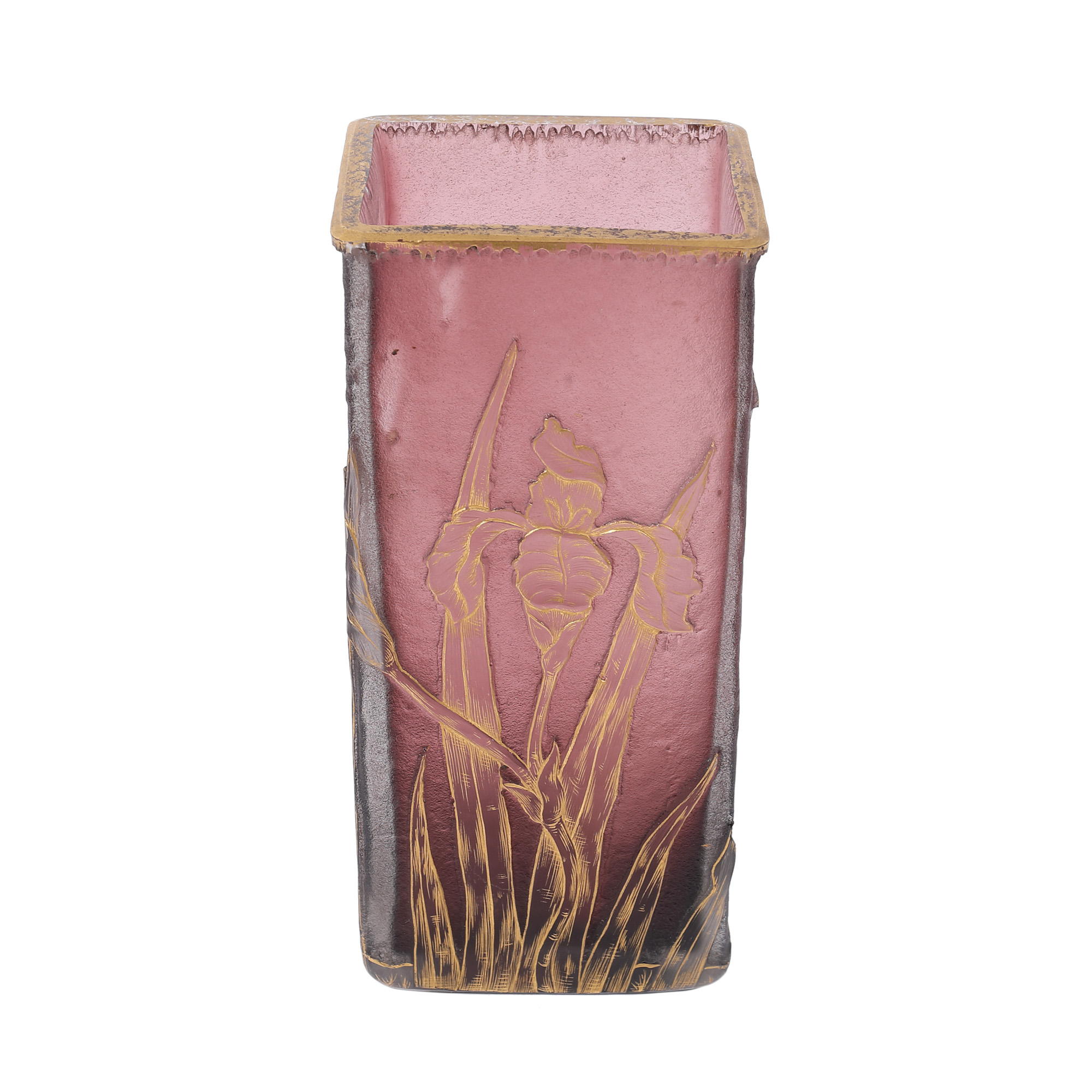Vas Daum Nancy, în stil Art Nouveau, decorat cu flori de iris, cca. 1890-1900