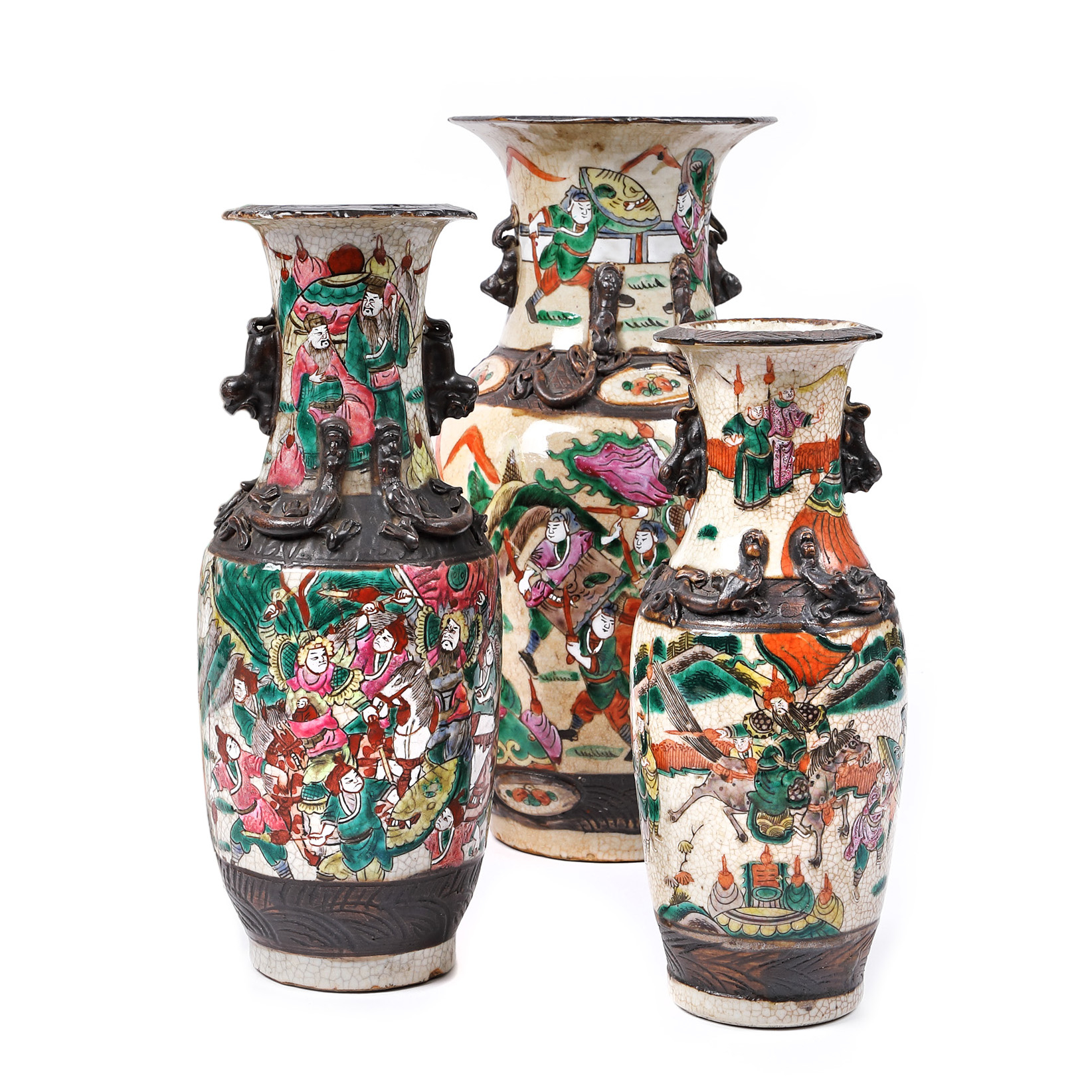Lot consisting of four vases with specific decoration, marked "Chenghua Nian Zhi", Republican period, Chia, approx. 1912-1949