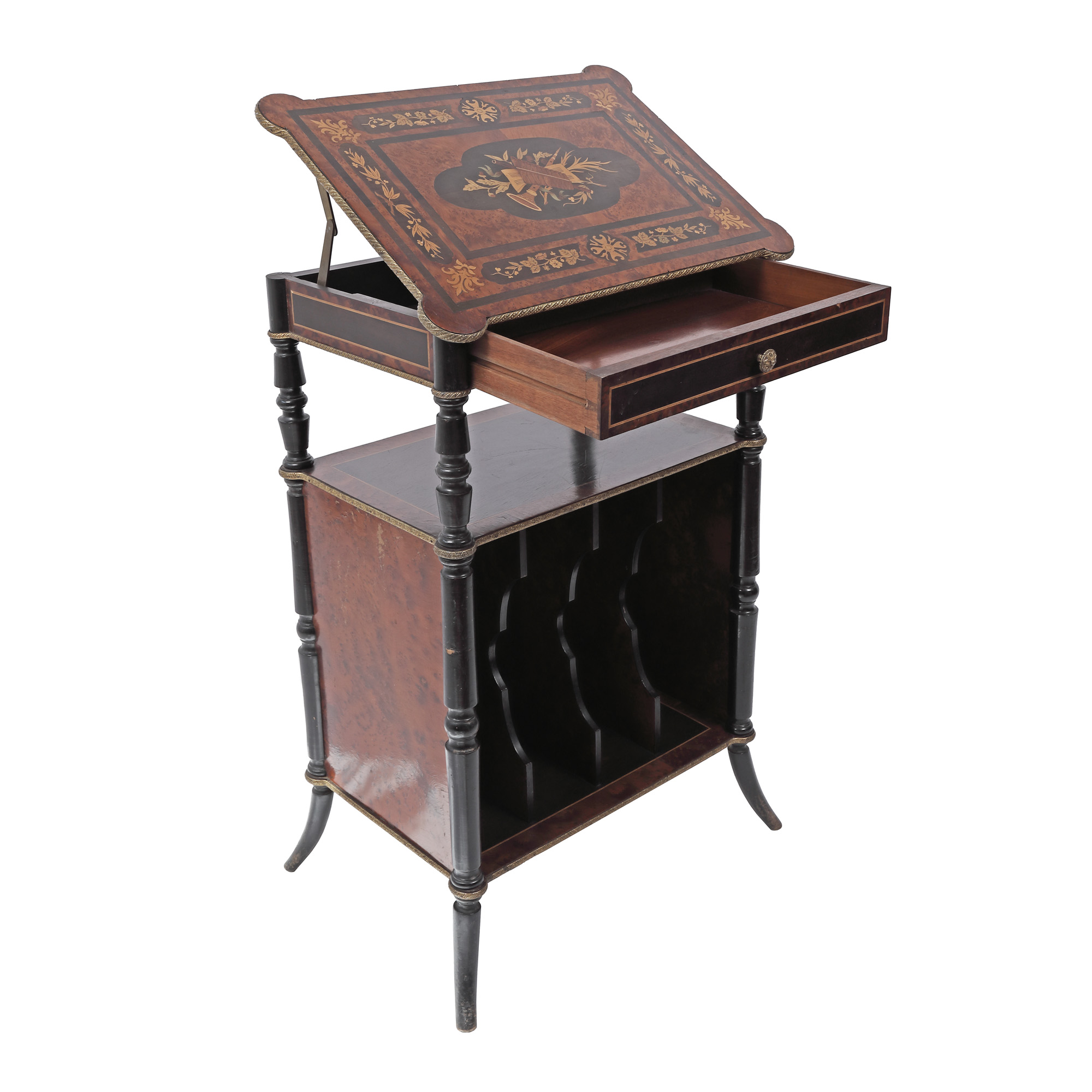Napoleon III table, decorated with floral marquetry, first half of the 20th century