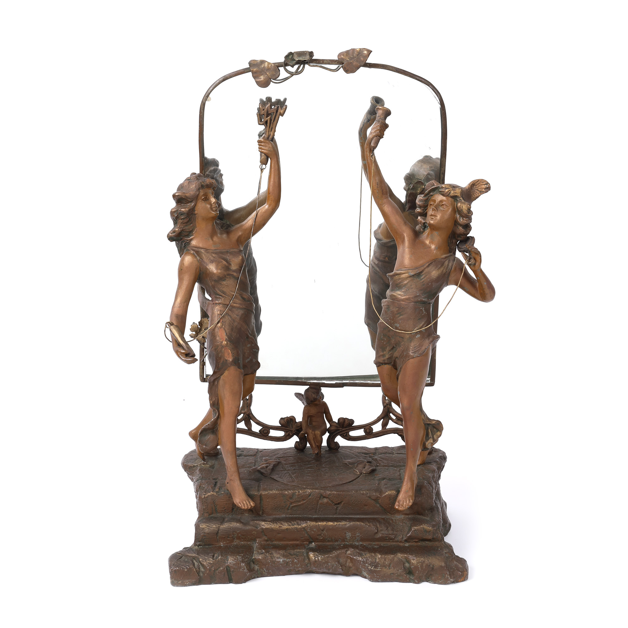 "Mercury and Larunda" - Belle Époque mirror, decorated with Greek deities, late 19th-early 20th century