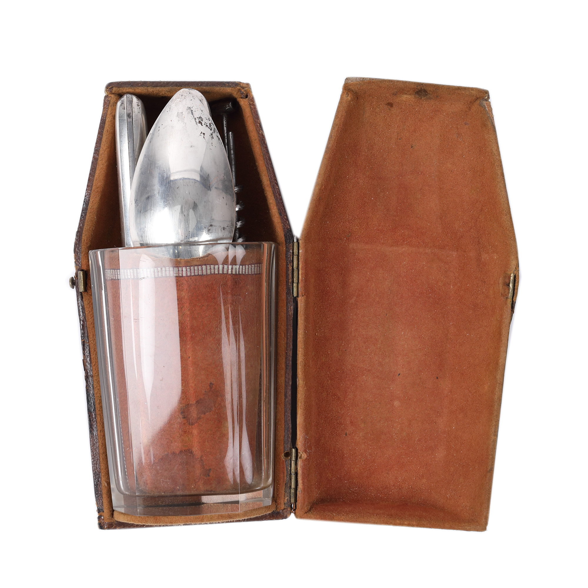 Set de tacâmuri din argint, pentru voyage, 1859, în etui original