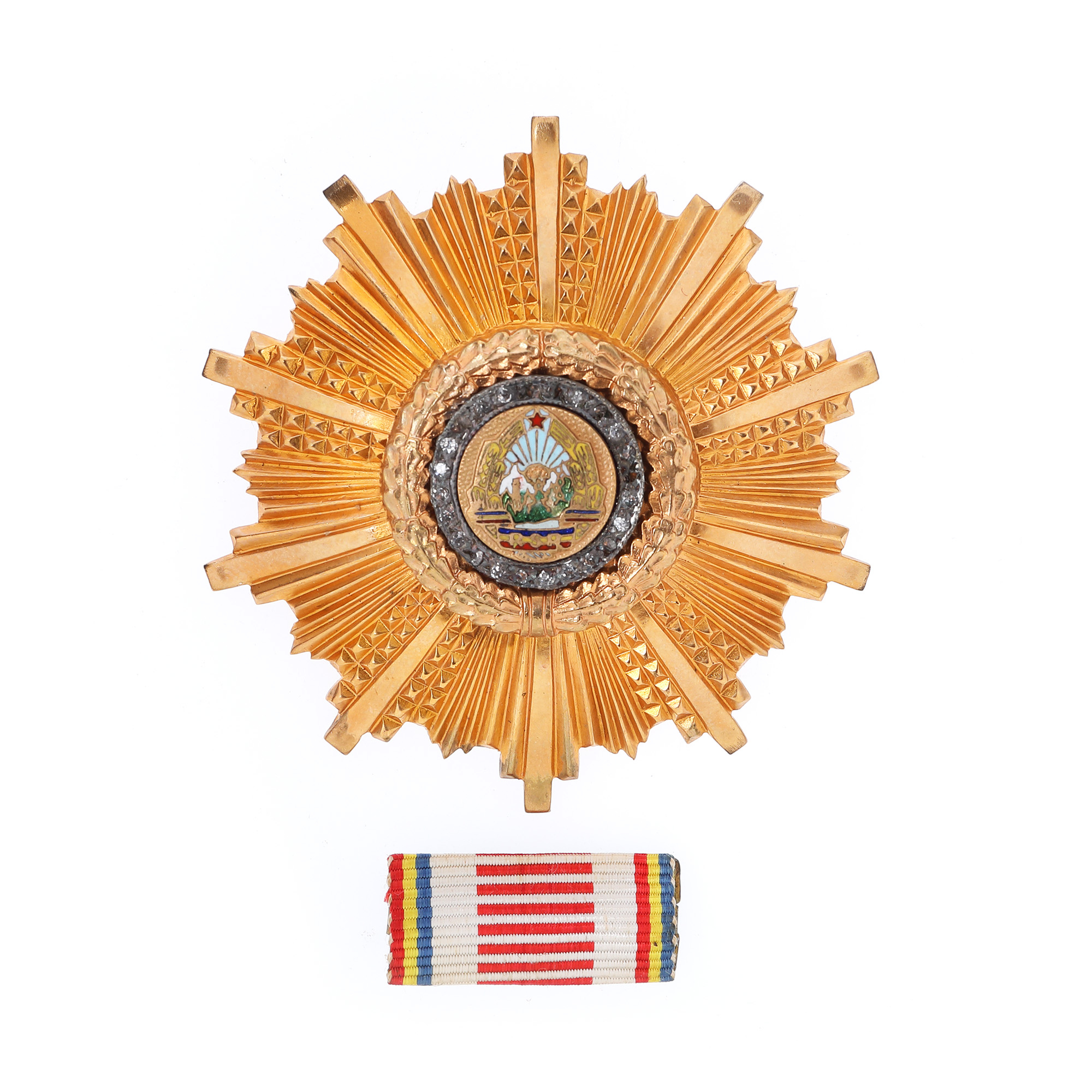 Order "23 August", 2nd class, circa 1972, made of silver, in the original box, awarded to the former Minister of Foreign Affairs, George Macovescu