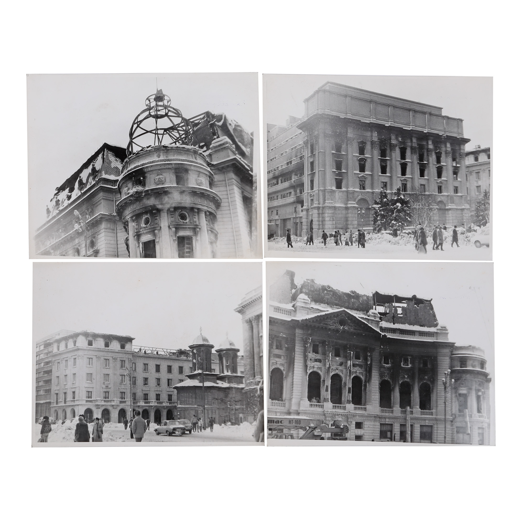 Four photographs of the centre of Bucharest after the Revolution, Petrescu Mioara photography studio, 3 January 1990