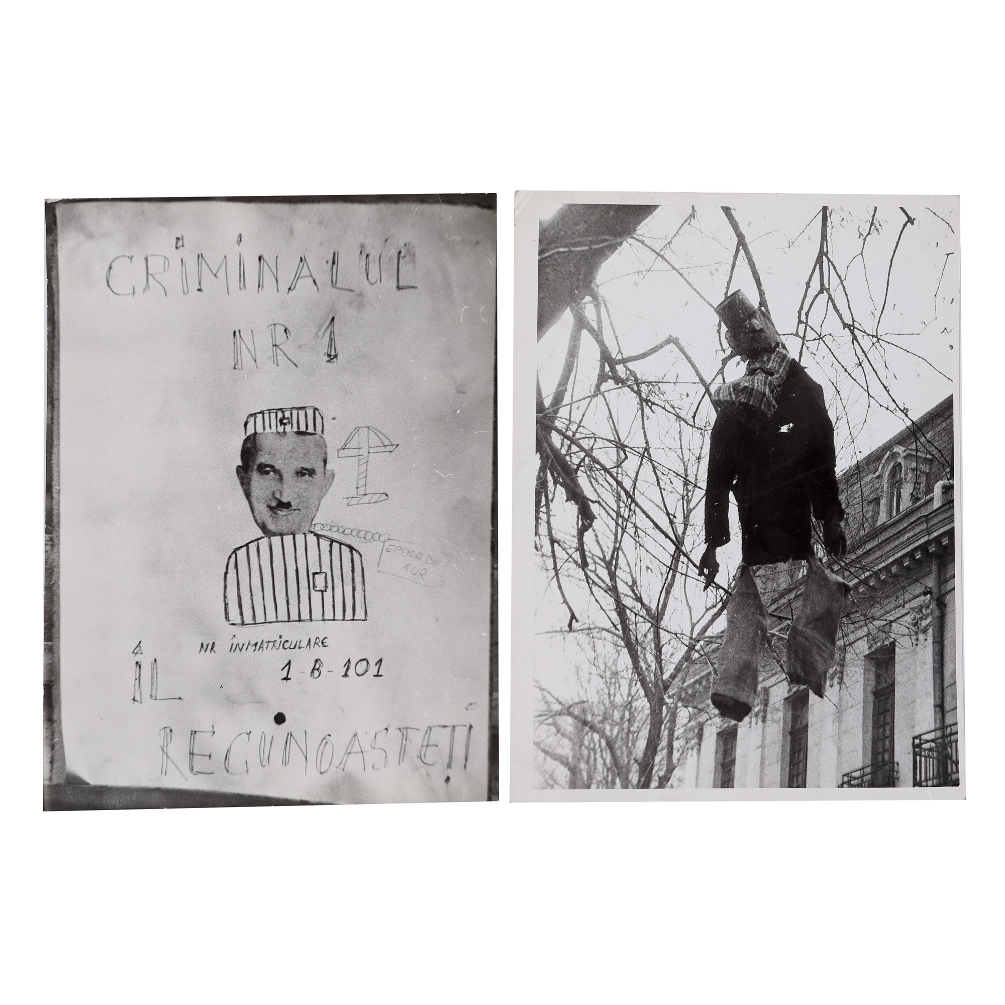 "The Scarecrow", set of two photographs from the Revolution, 1989, photography studio Profir Vasile and Petrescu Mioara