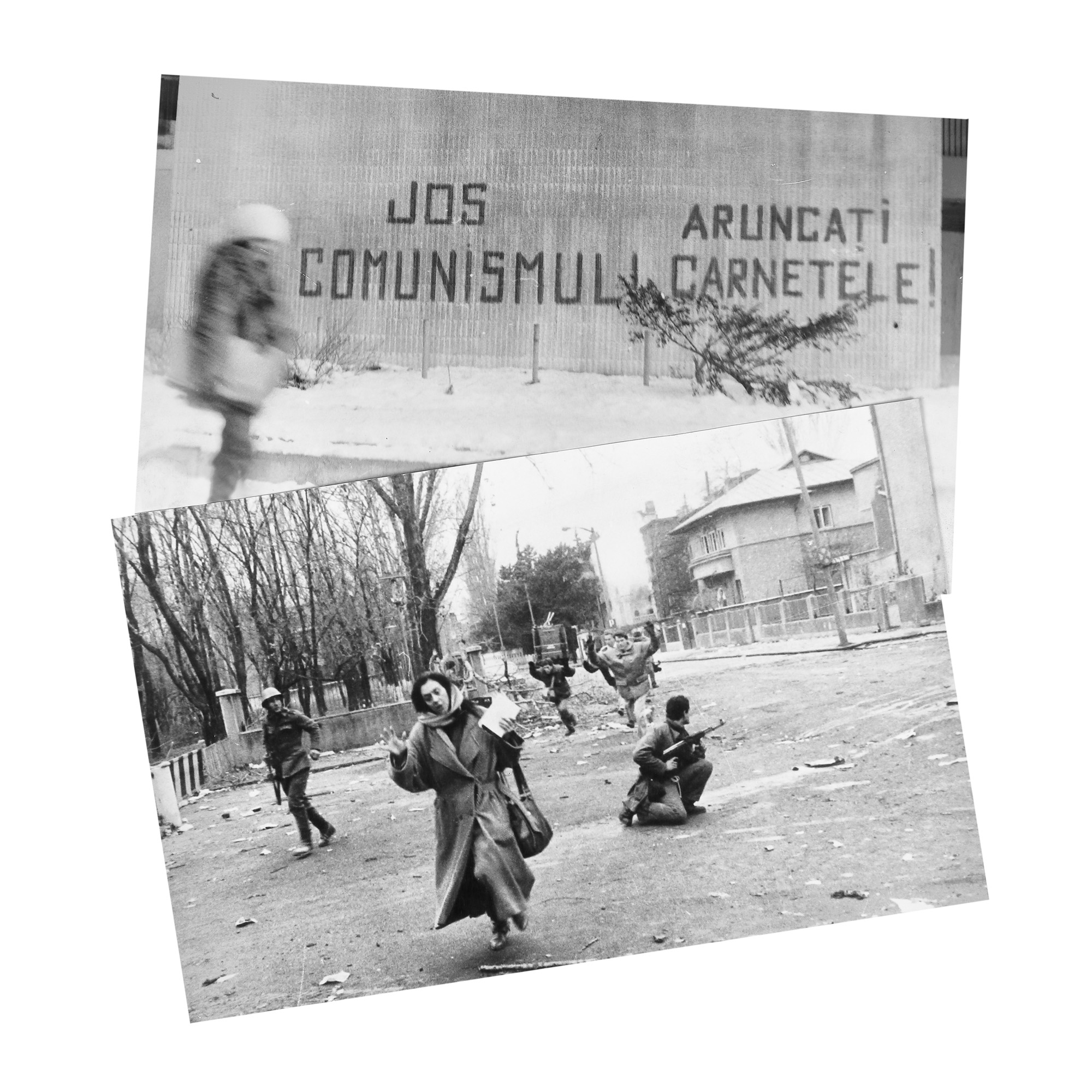 "Aruncați carnetele!", lot format din două fotografii, 1989