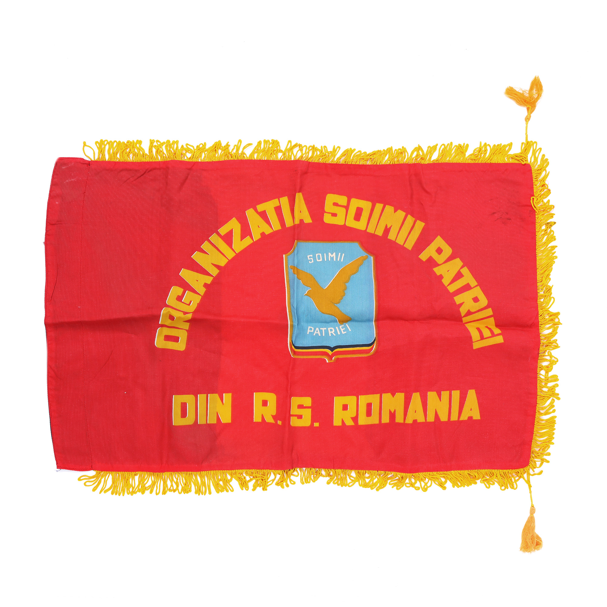 Steag ”Șoimii Patriei”, cu drapelul Republicii Socialiste România pe verso, cca. 1978