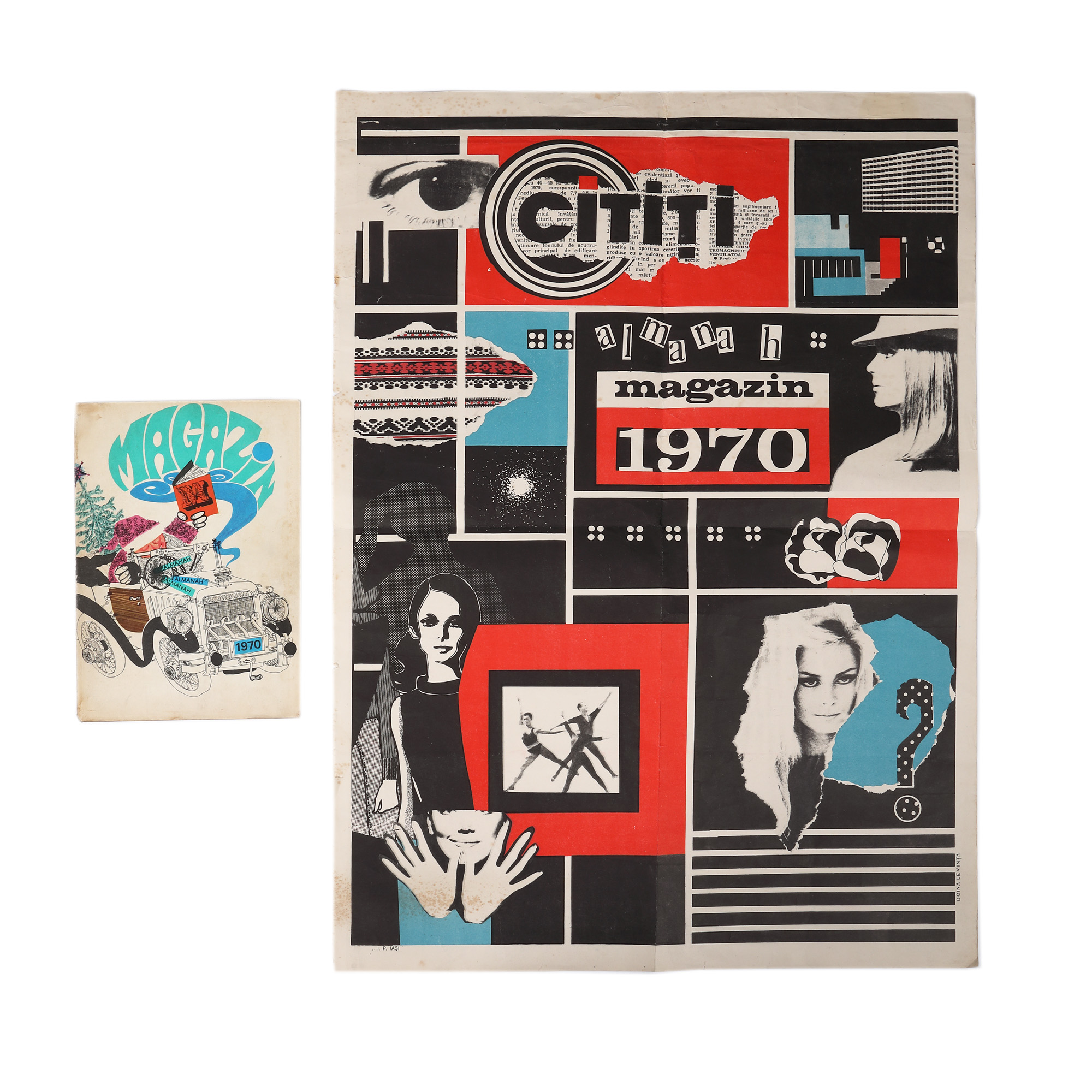 Lot format din almanahul revistei "Magazin" și afiș realizat de Doina Levința, 1970