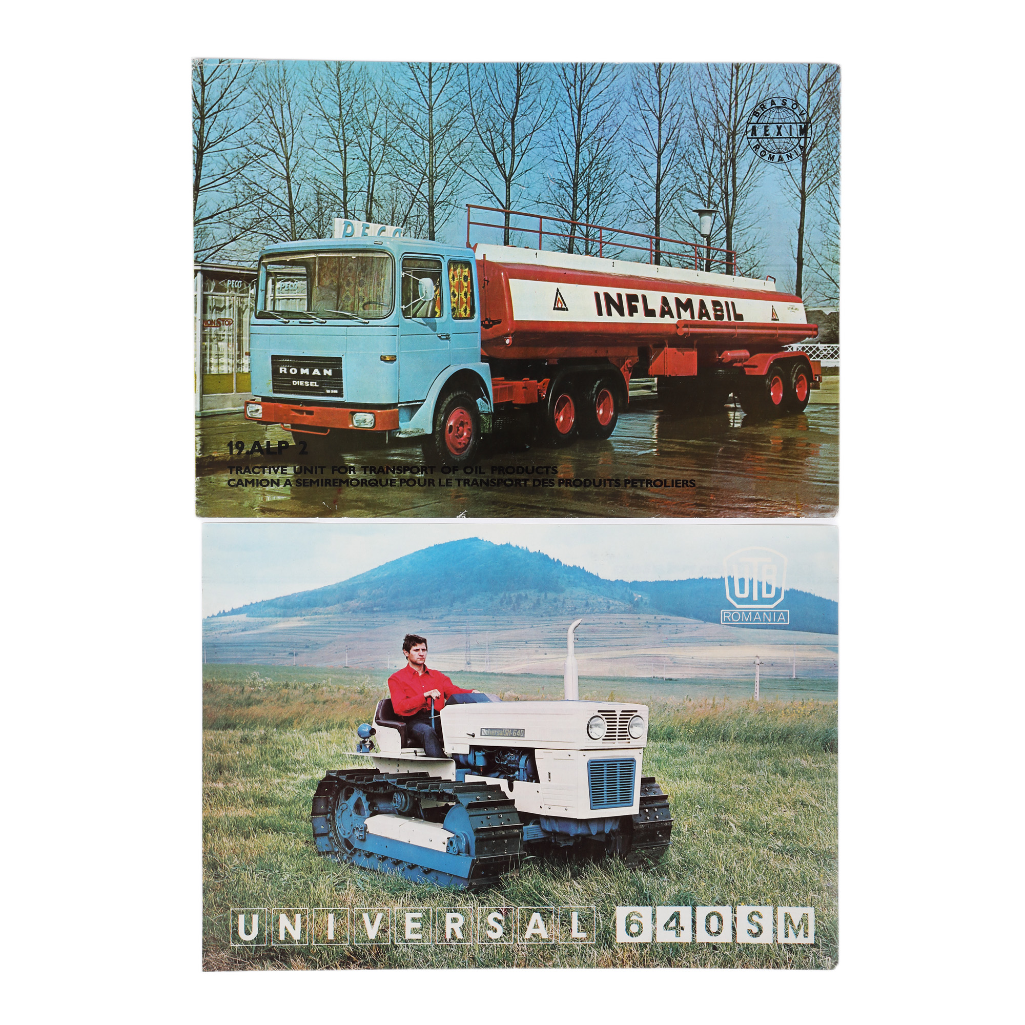 Two advertising posters, ARO Câmpulung and AEXIM Brașov, the 1970s