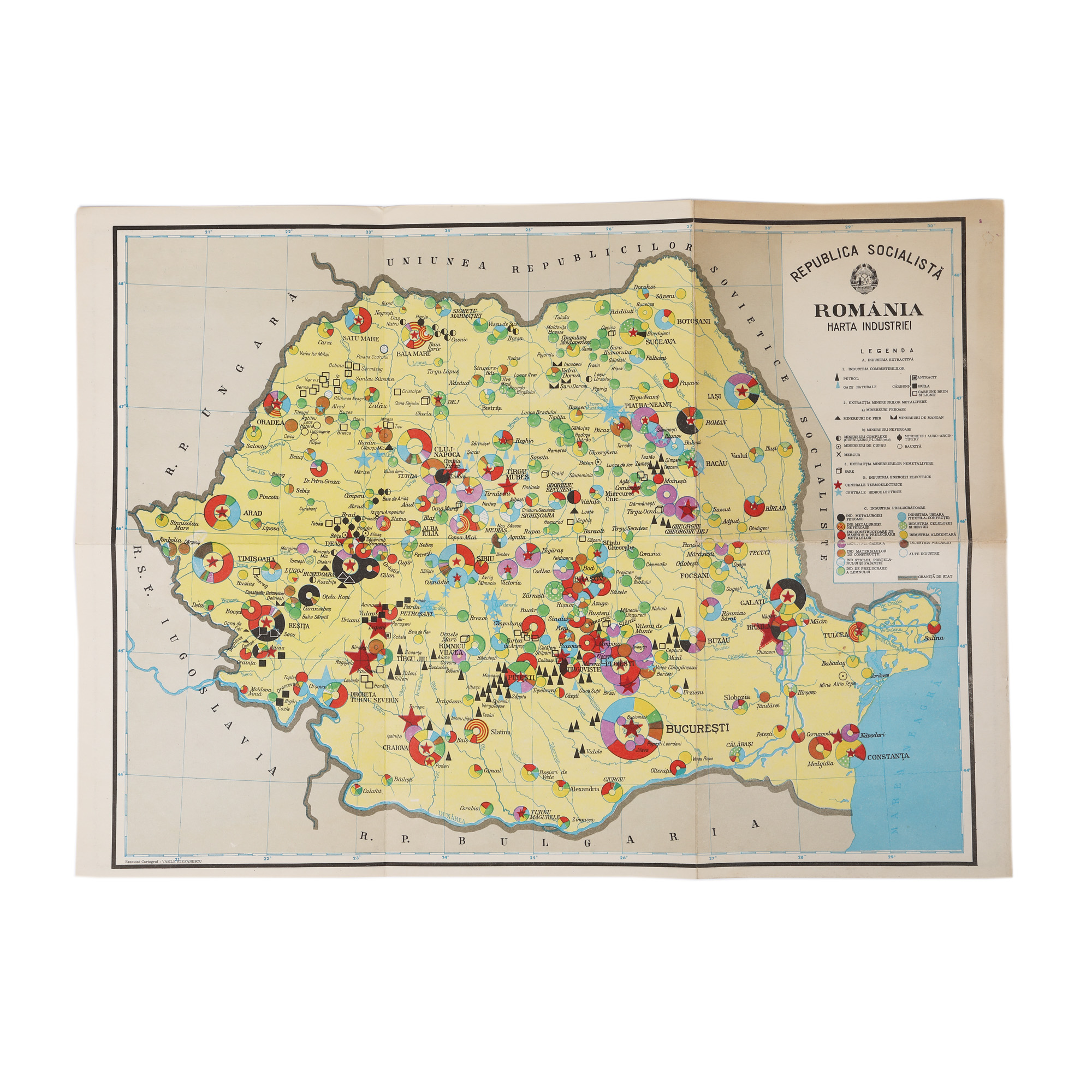 Harta industriei Republicii Socialiste România, cca. 1980