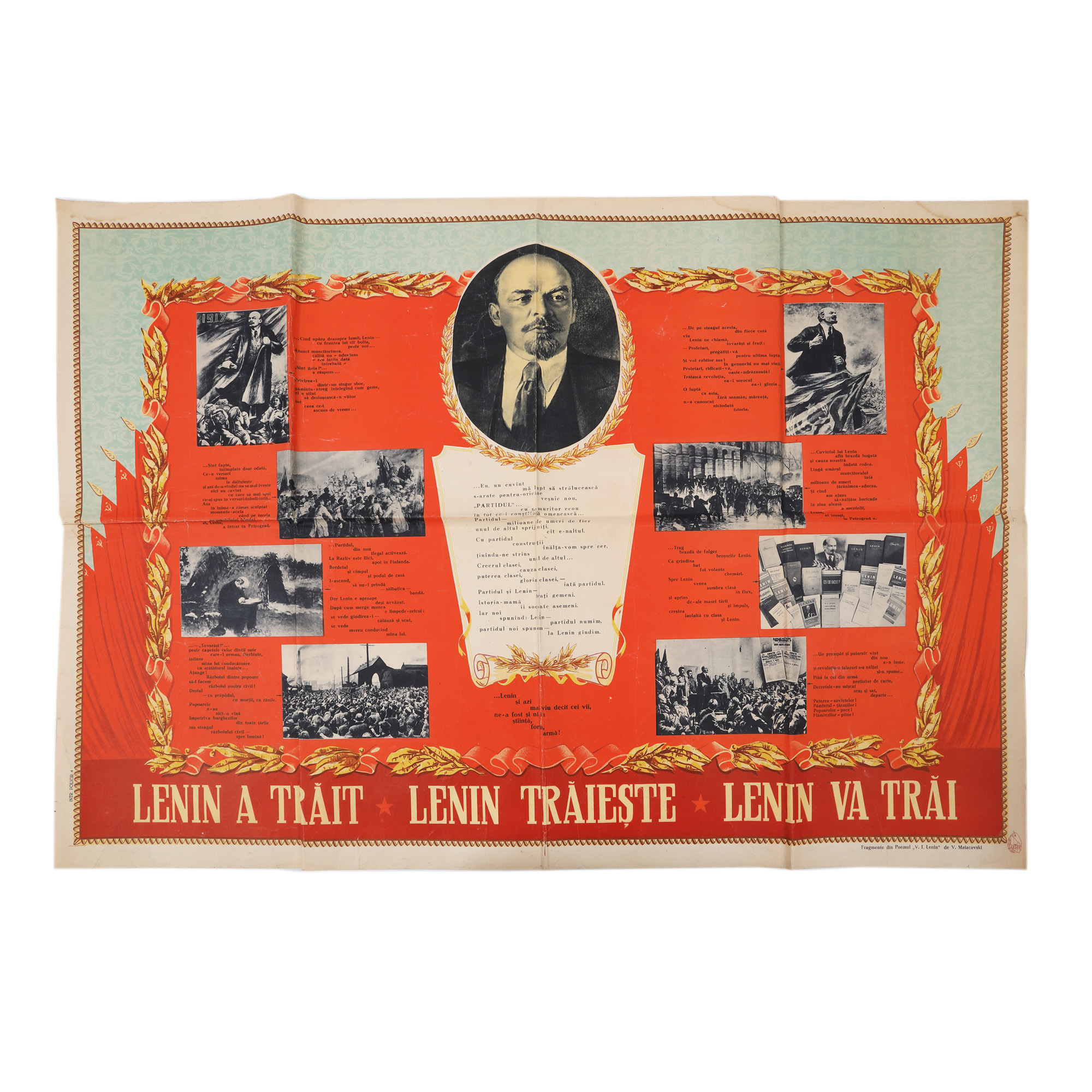 Soviet propaganda poster depicting Lenin, 1950, a rare piece