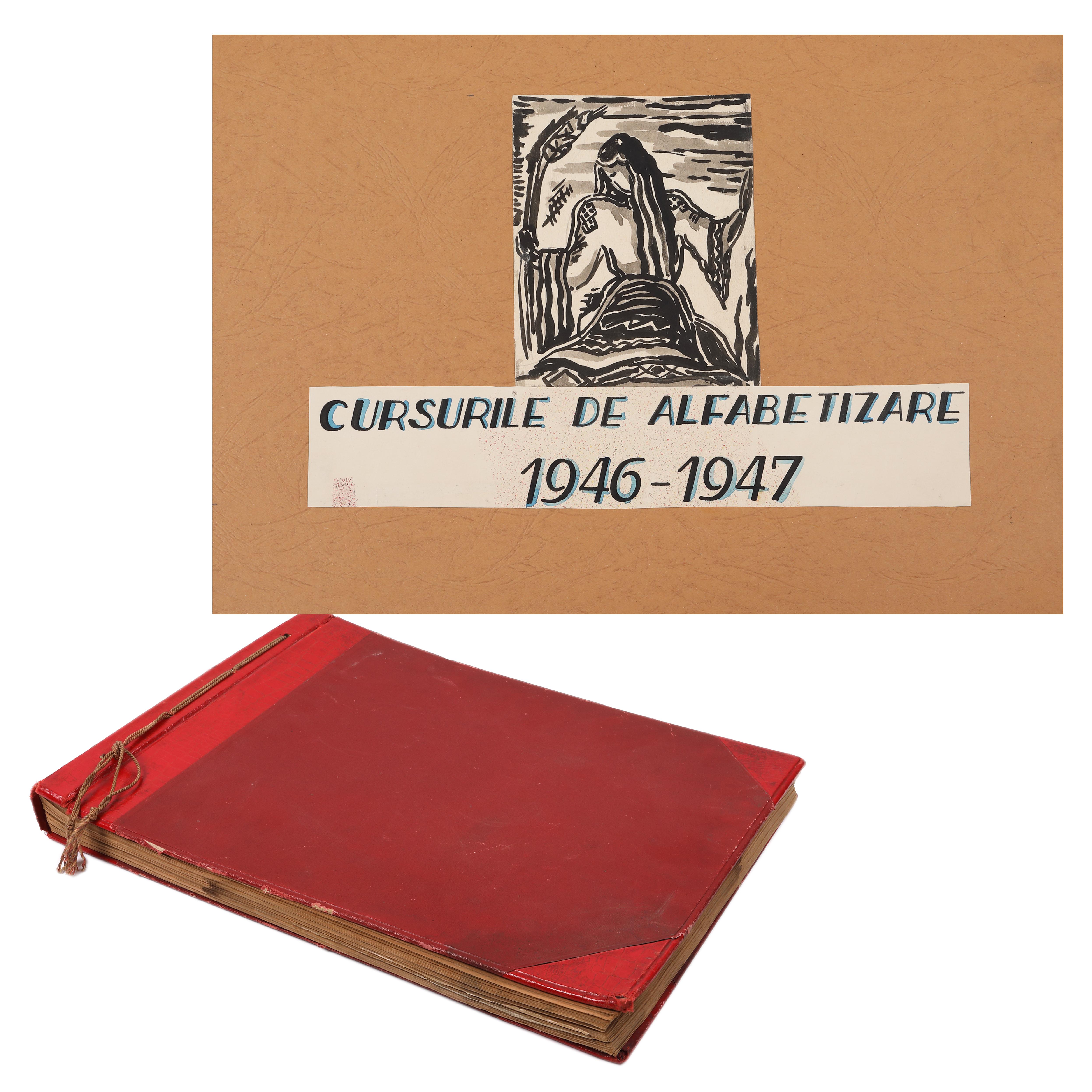 Handcrafted propaganda album, "Literacy Courses 1946-1947", collector’s piece