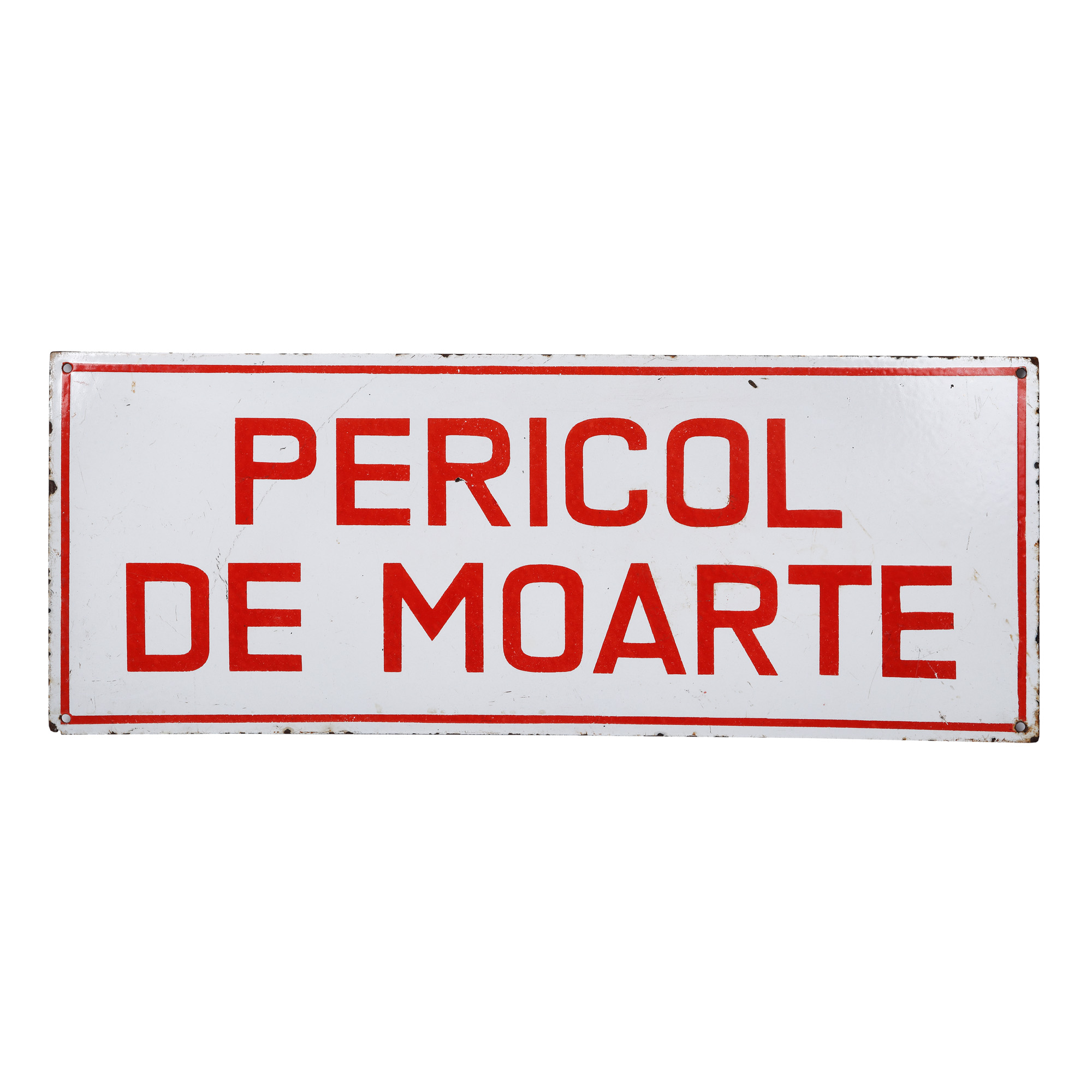 Enamel-coated metal plate for labour protection, "Danger of death", circa 1975